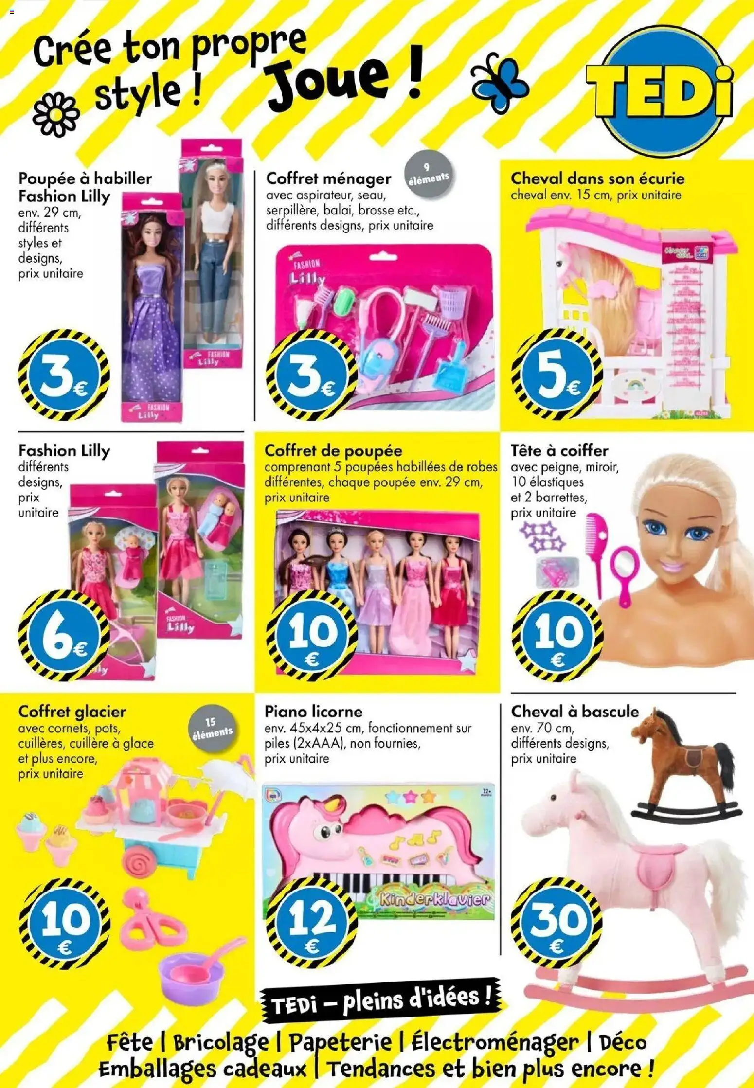 {H1} | Page: 19 | Produits: Poupée, Brosse, Piano, Élastiques