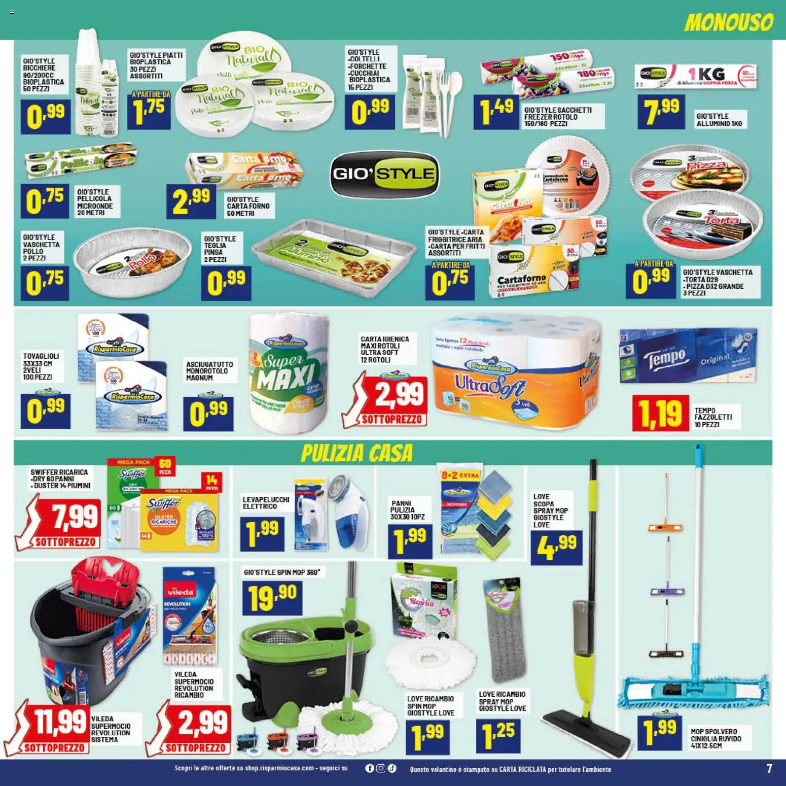 Volantino RisparmioCasa del 24.01.2026 | Pagina: 7 | Prodotti: Microonde, Fazzoletti, Alluminio, Carta forno