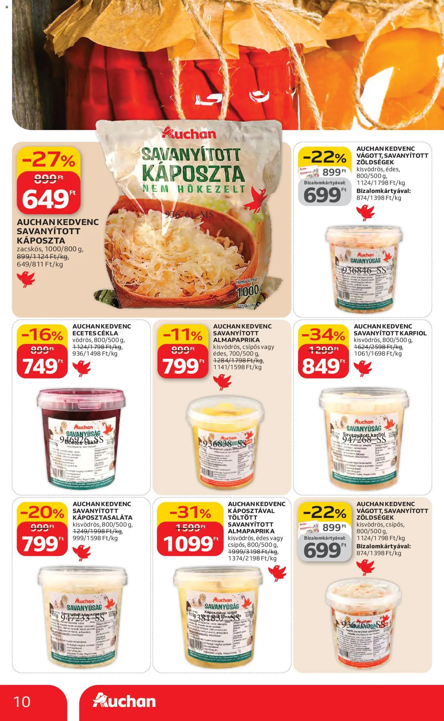 Auchan akciós ujság - amely érvényes a következő dátumtól: 12.02.2026 | Oldal: 10 | Termékek: Káposzta, Karfiol, Chips, Ecetes cékla