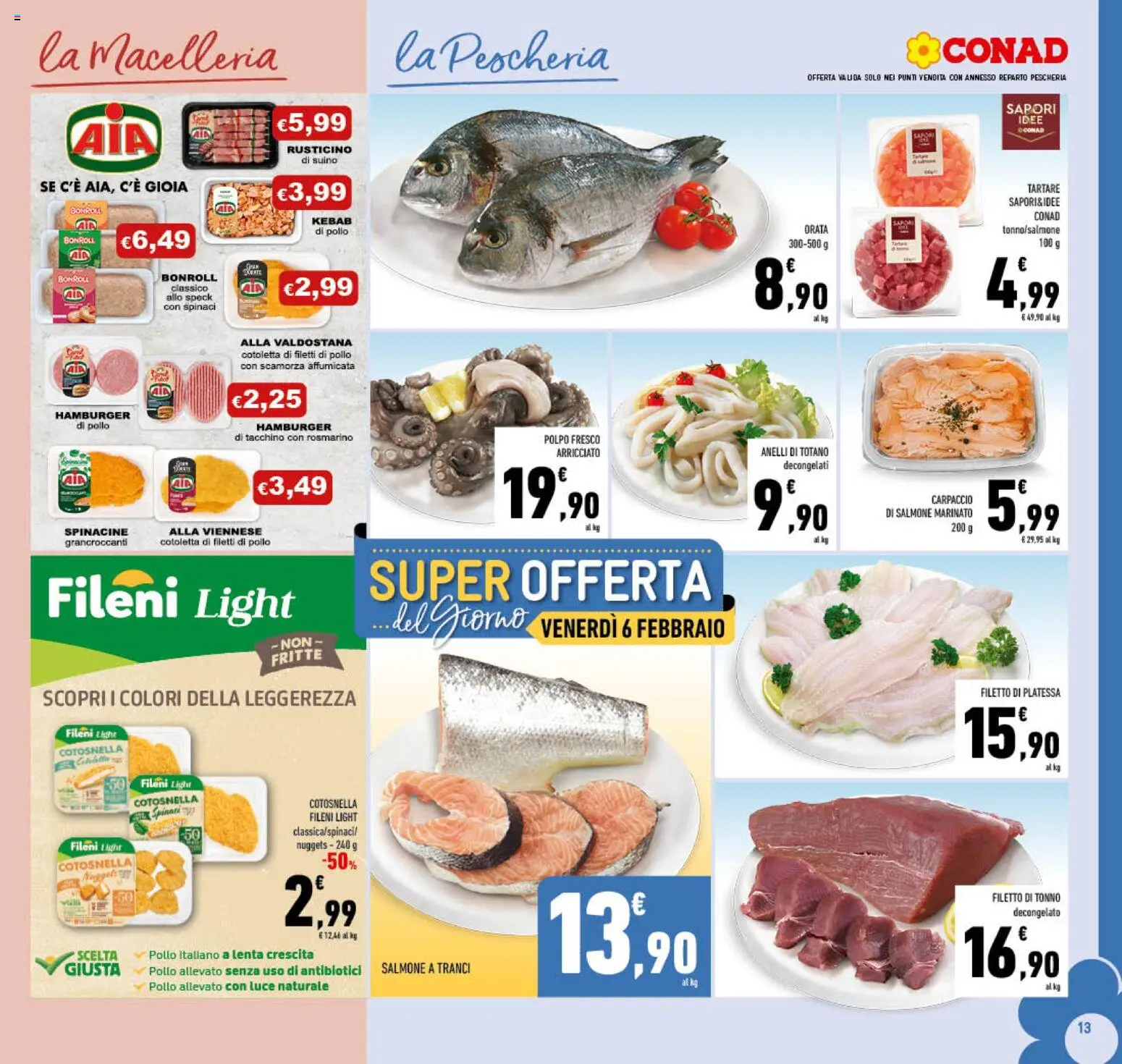 Volantino Conad del 29.01.2026 | Pagina: 13 | Prodotti: Rosmarino, Nuggets, Spinaci, Tonno