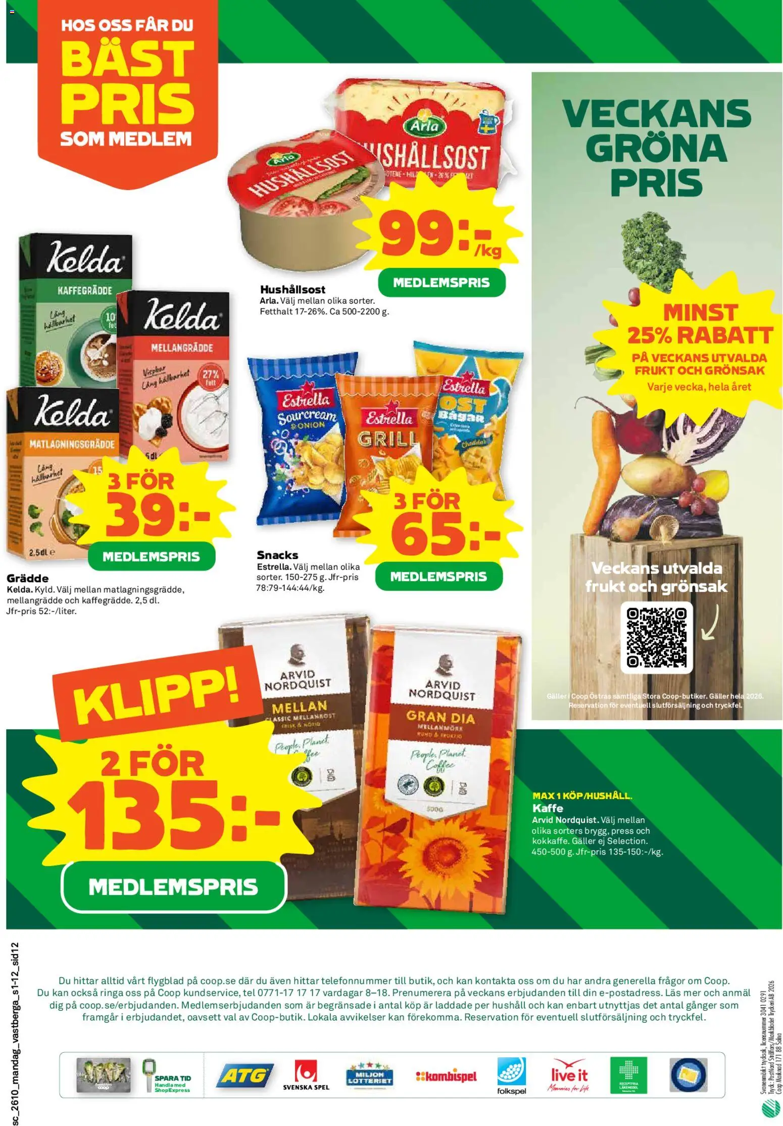Coop Forum reklamblad aktuell från 02.03.2026 | Sida: 12 | Produkter: Galler, Kaffe, Spel, Matlagningsgrädde