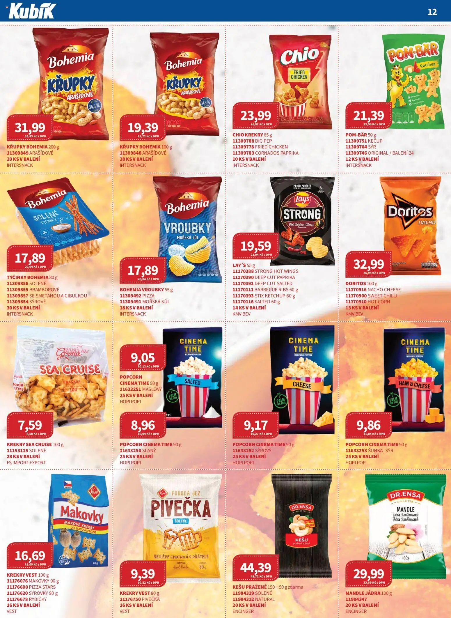 Kubík leták - Velkoobchod 04/2026 od 01.04.2026 | Strana: 12 | Produkty: Pizza, Tyčinky, Krekry, Křupky