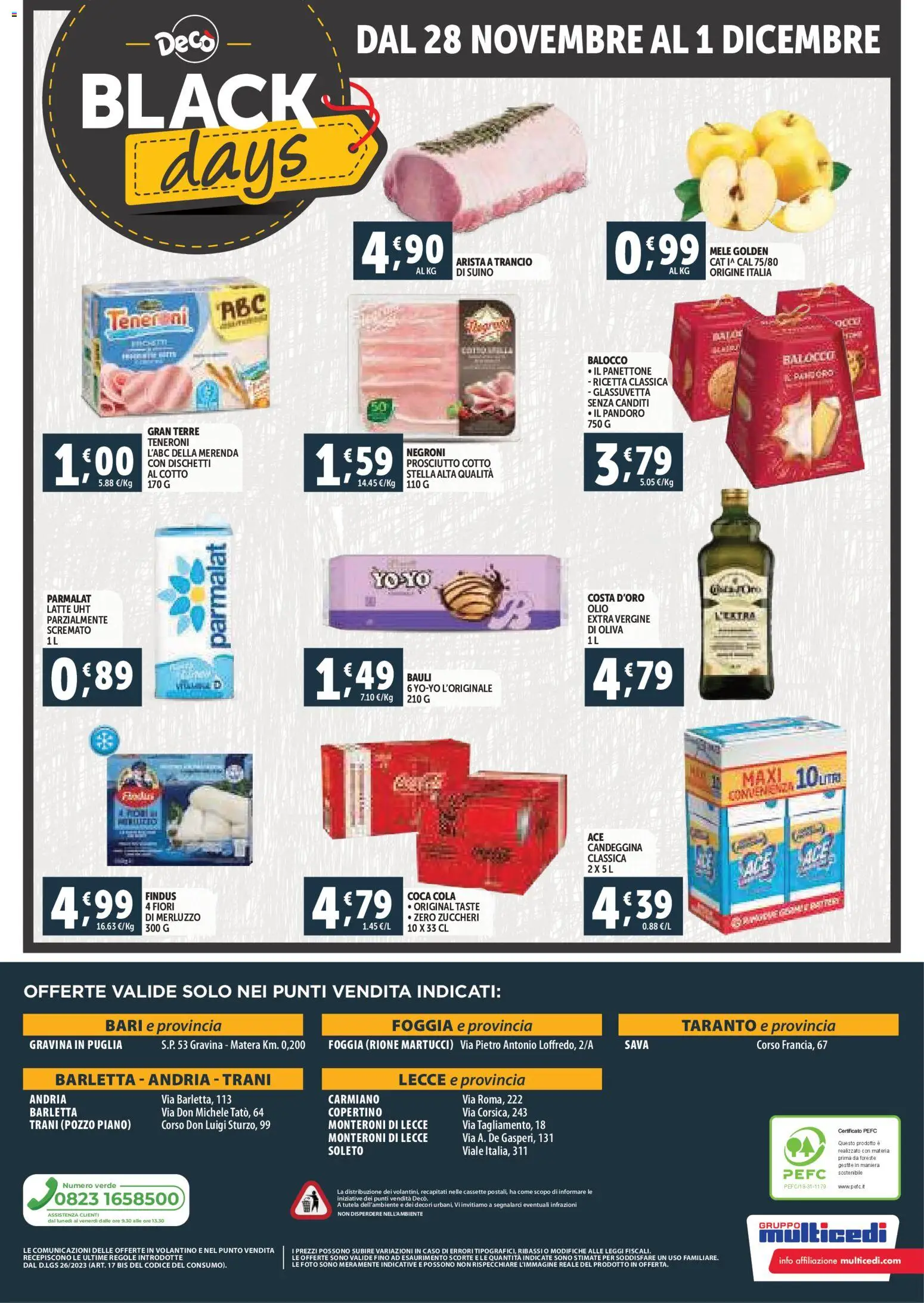 Volantino Decò del 20.11.2025 | Pagina: 20 | Prodotti: Candeggina, Olio, Prosciutto, Panettone