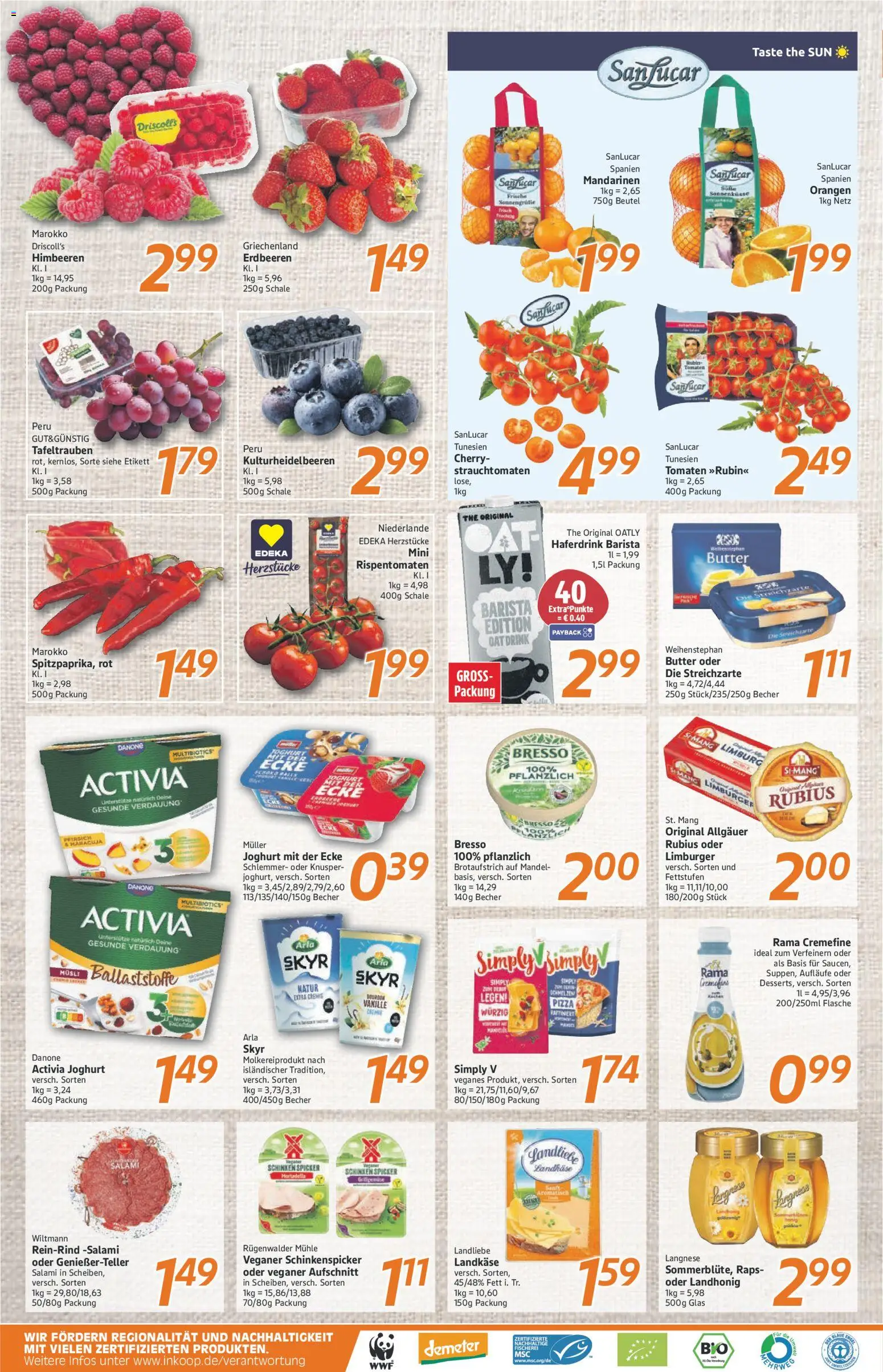 Inkoop Prospekt – gültig ab 19.01.2026 | Seite: 2 | Produkte: Himbeeren, Activia, Joghurt, Pizza