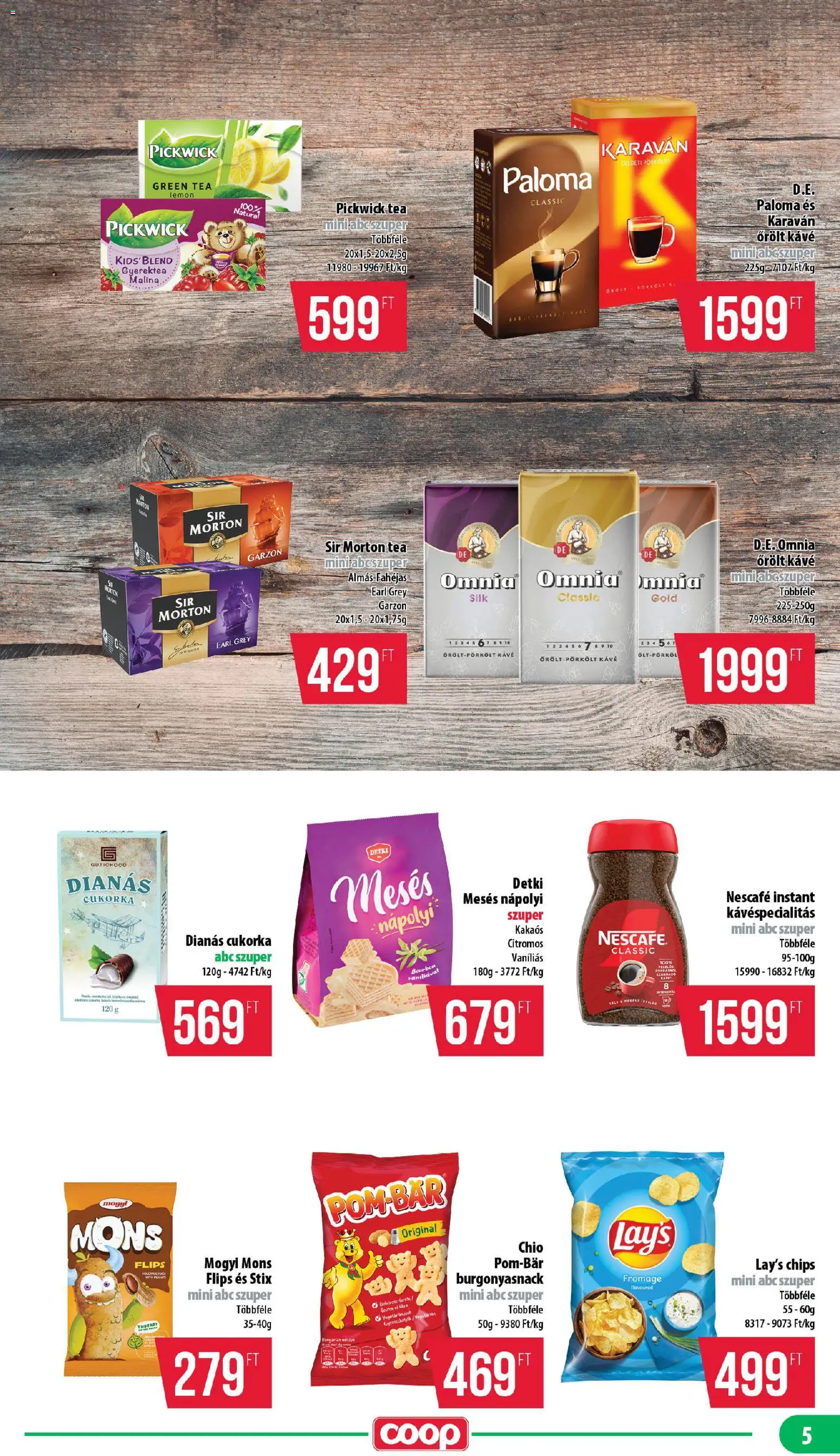 COOP akciós ujság - amely érvényes a következő dátumtól: 22.01.2026 | Oldal: 5 | Termékek: Bourbon, Tea, Cukorka, Nápolyi
