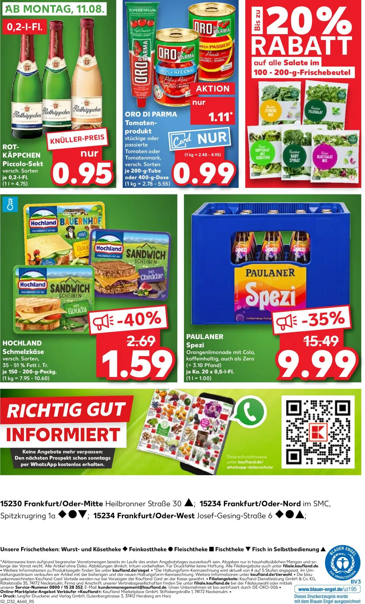 Kaufland prospekt Frankfurt (Oder)	 - gültig ab dem 07.08.2025 | Seite: 52 | Produkte: Tomaten, Fisch, Wurst, Rotkäppchen