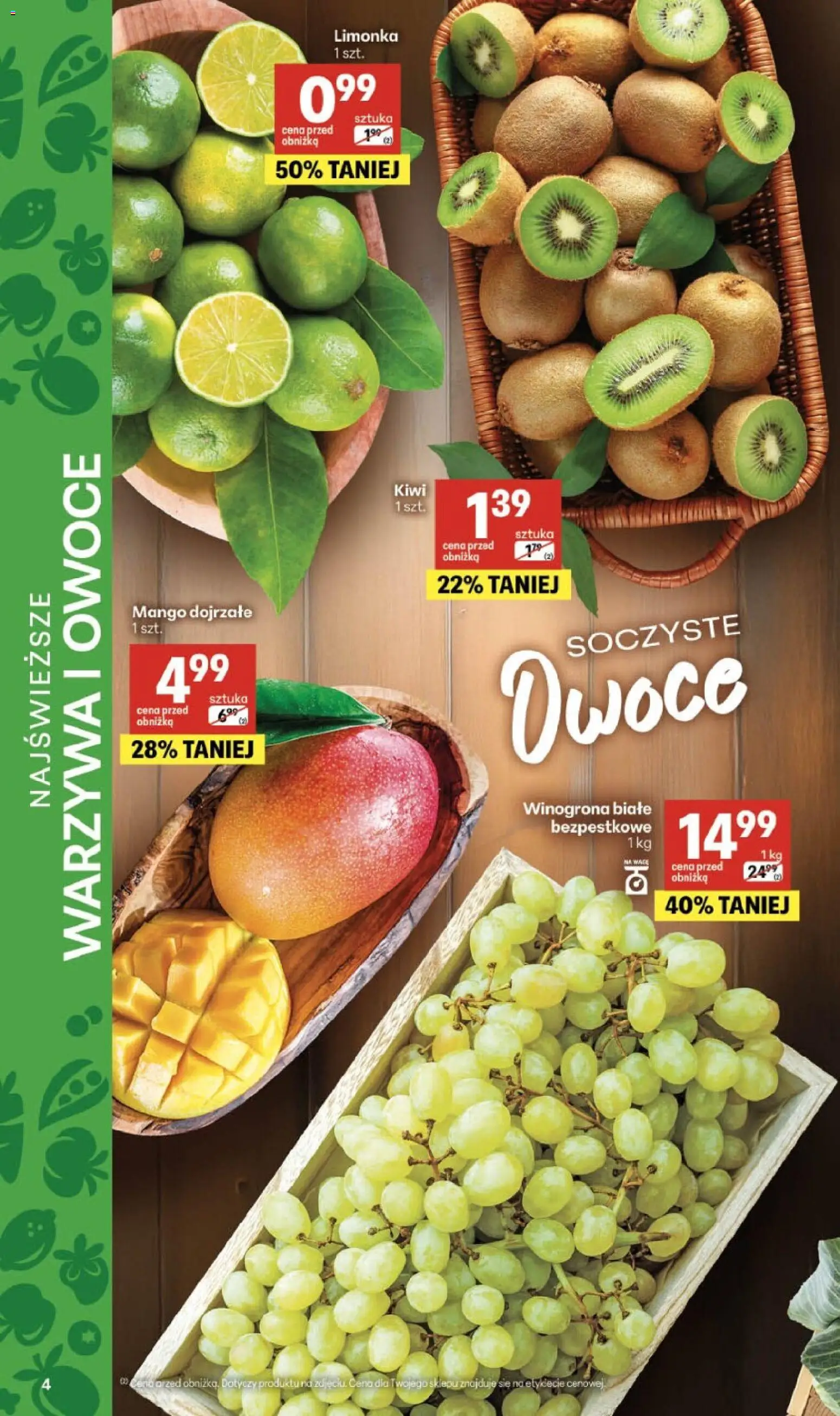 Delikatesy Centrum Gazetka - Sklepy Własne od 19.02.2026 | Strona: 4 | Produkty: Mango, Limonka, Kiwi, Owoce