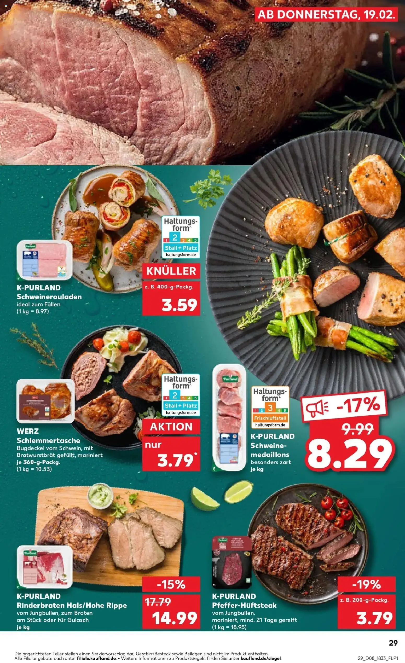 Kaufland prospekt Osnabrück	 – gültig ab 22.02.2026 | Seite: 29 | Produkte: Rinderbraten, Gulasch, Steak