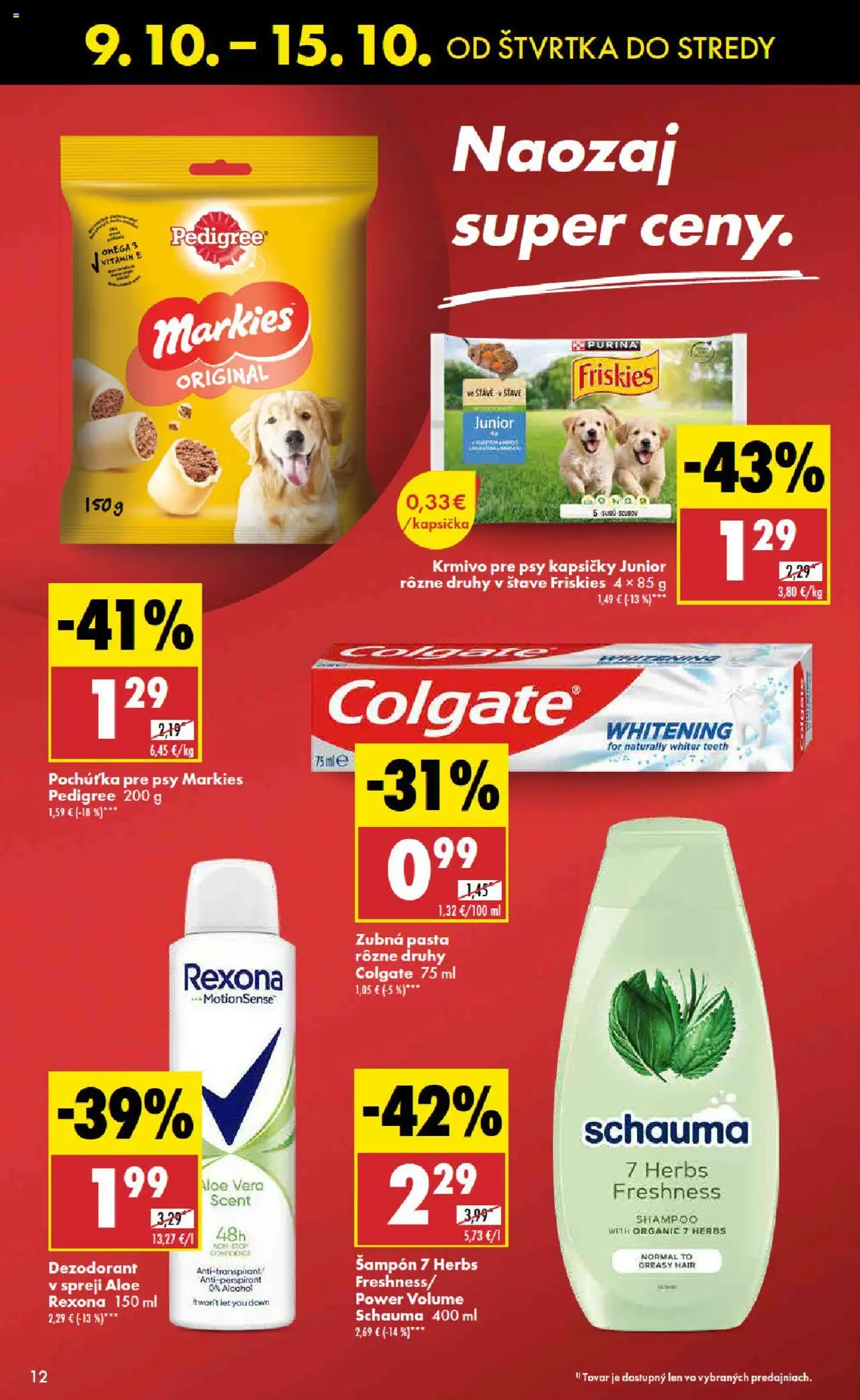 Nové Biedronka akcie – leták je platný od 09.10.2025 | Strana: 12 | Produkty: Friskies, Šampón, Antiperspirant, Zubná pasta