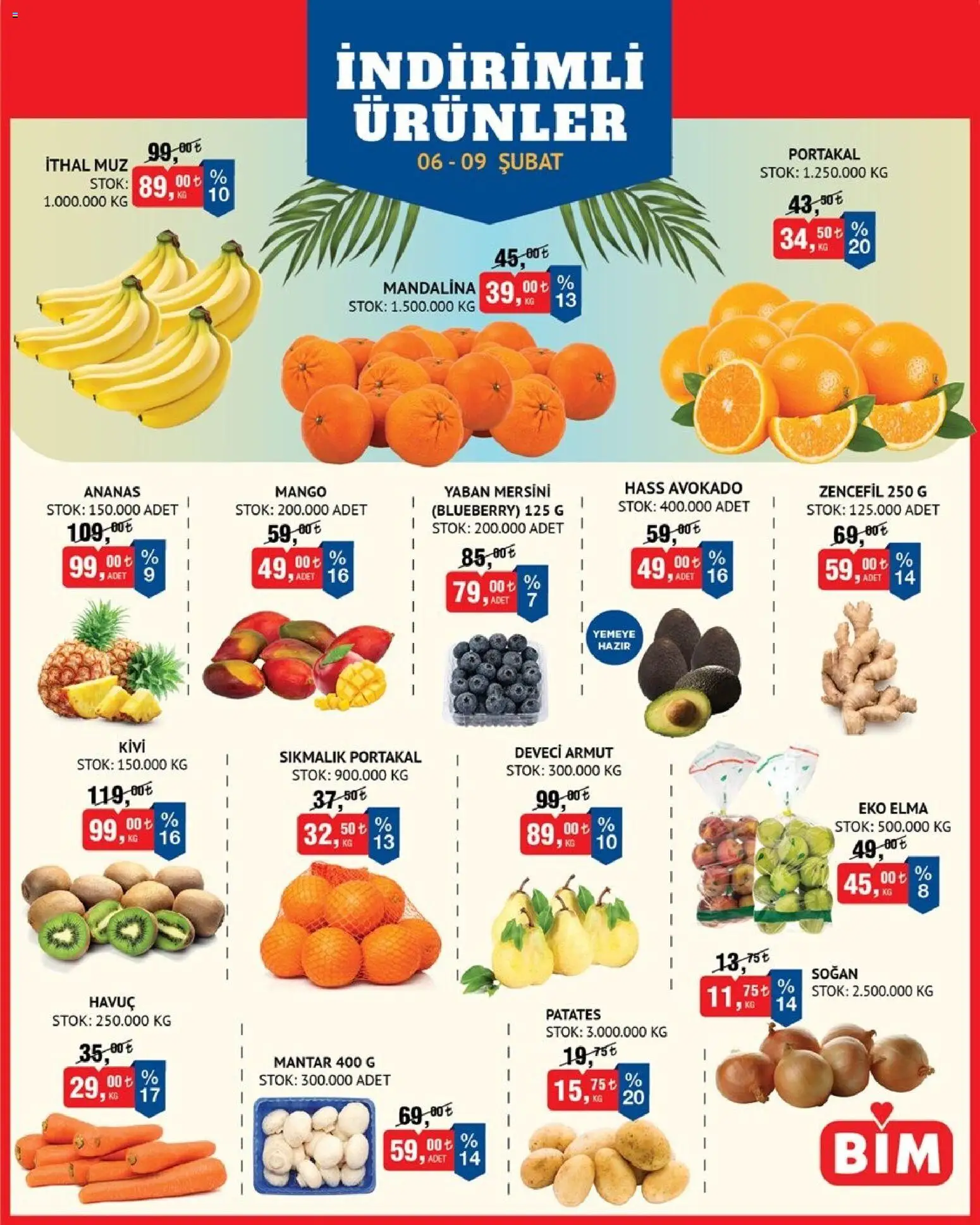 BİM - Meyve Sebze, İndirim - 06.02.2026 tarihinden itibaren geçerlidir | Sayfa: 1