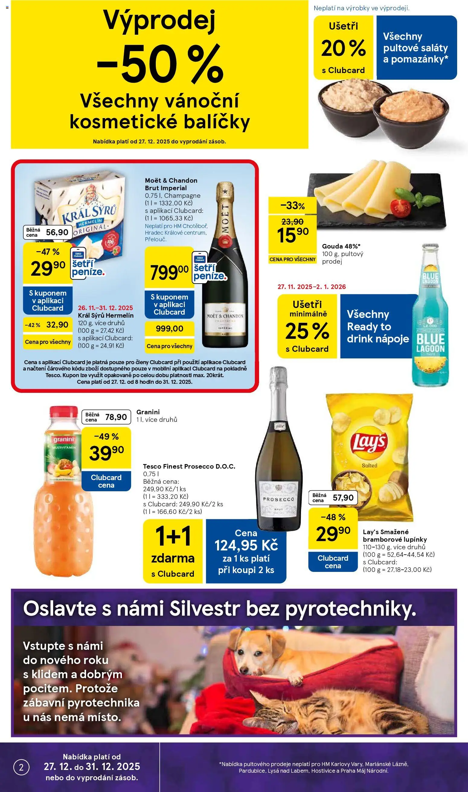 Tesco leták - Hypermarket od 27.12.2025 | Strana: 2 | Produkty: Pomazánky, Hermelín, Lay's, Granini