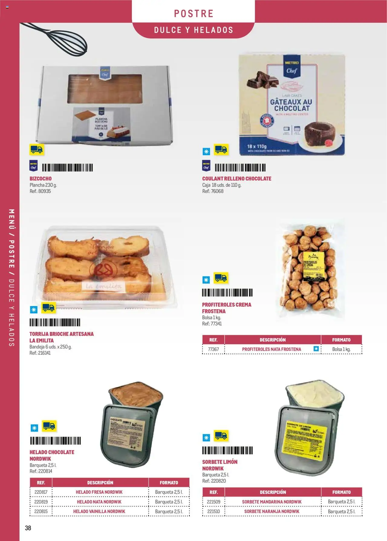 Makro - Menú y Barra Península │ válido desde el 08.09.2025 | Página: 38 | Productos: Chocolate, Crema, Helado, Bizcocho