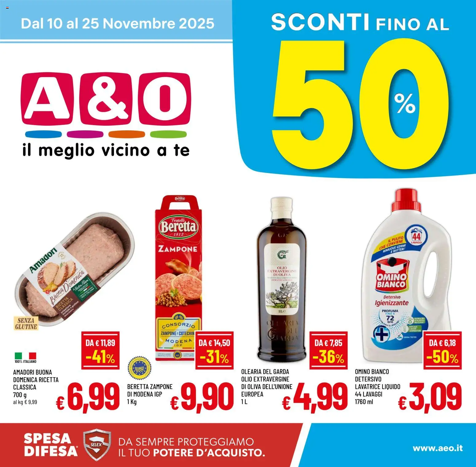 Volantino A&O del 10.11.2025 | Pagina: 1 | Prodotti: Tè, Olio, Lavatrice