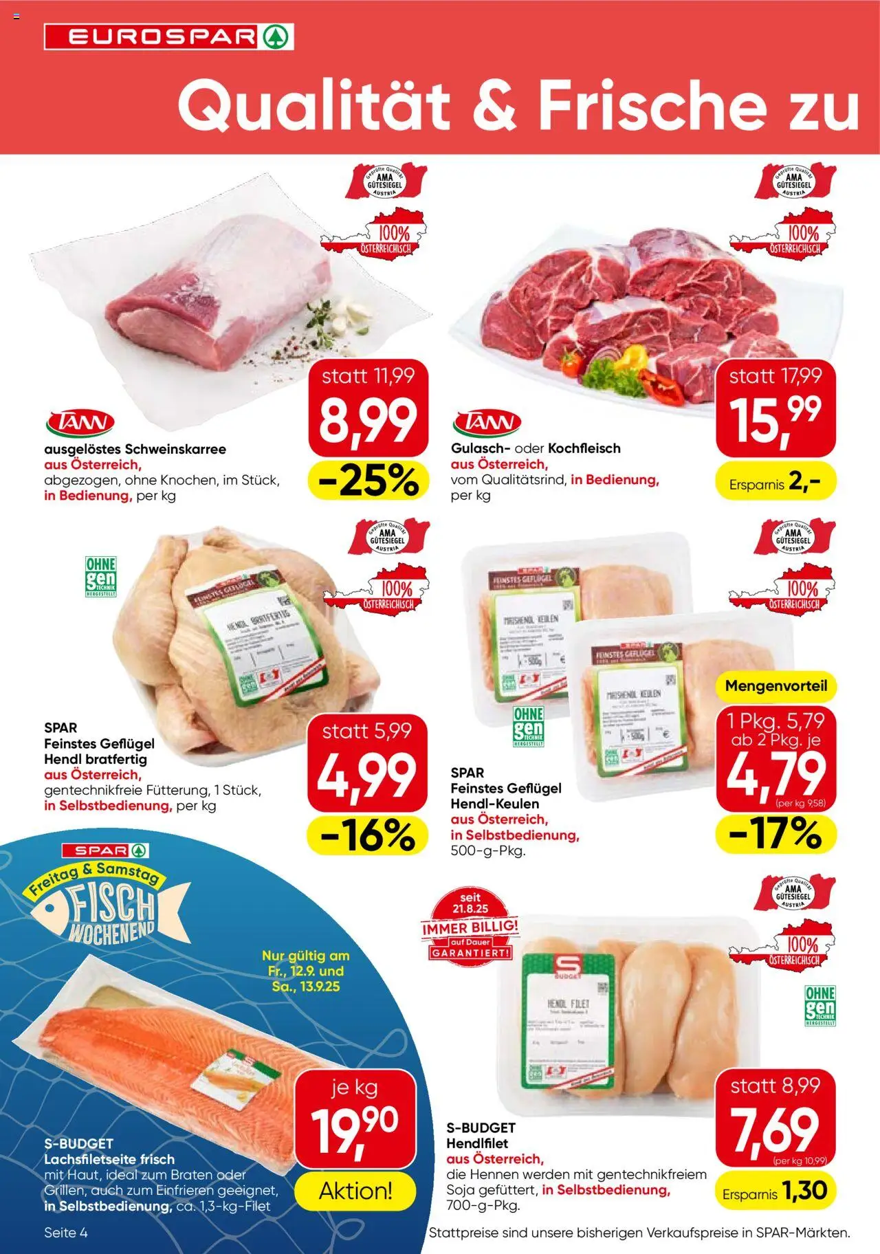 Eurospar Flugblatt - Tirol gültig ab 11.09.2025 | Seite: 4 | Produkte: Fisch