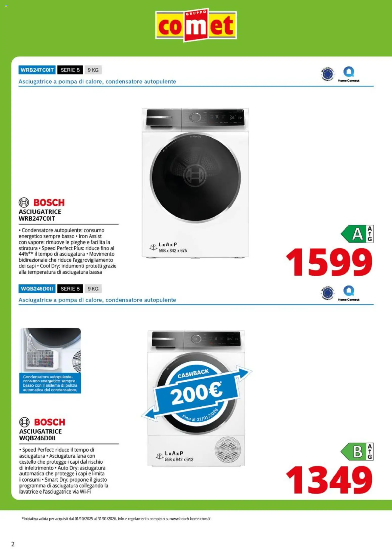 Volantino Comet del 28.10.2025 | Pagina: 2 | Prodotti: Lavatrice, Asciugatrice