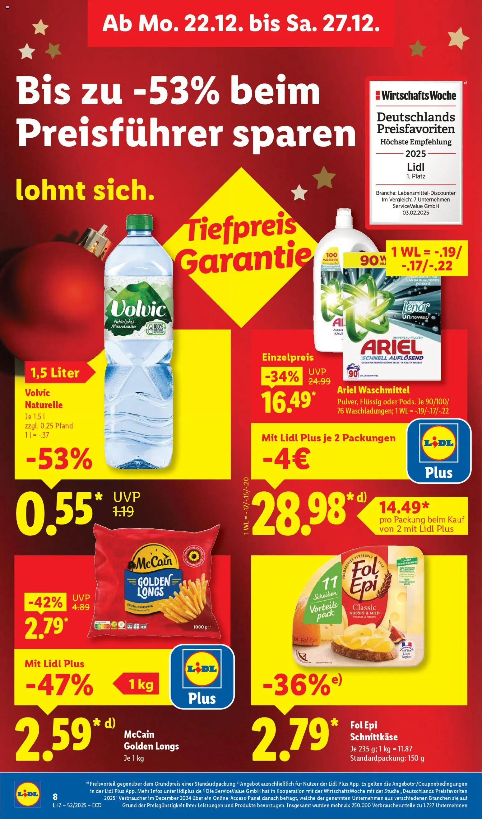 Lidl - Prospekt – gültig ab 22.12.2025 | Seite: 14 | Produkte: Lenor, McCain, Wasser, Volvic