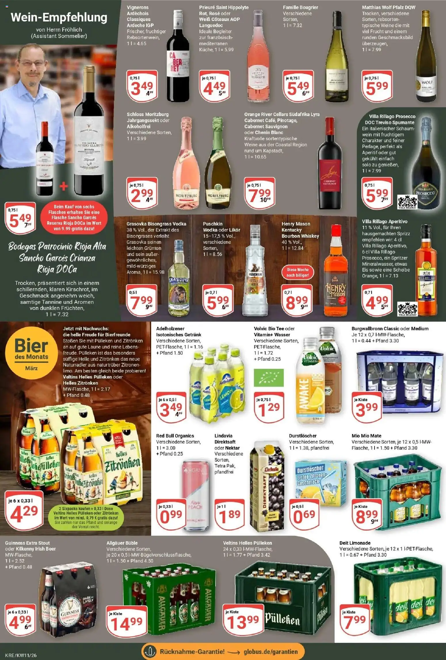 Globus prospekt Krefeld	 – gültig ab 09.03.2026 | Seite: 18 | Produkte: Durstloscher, Prosecco, Wein, Zitronen