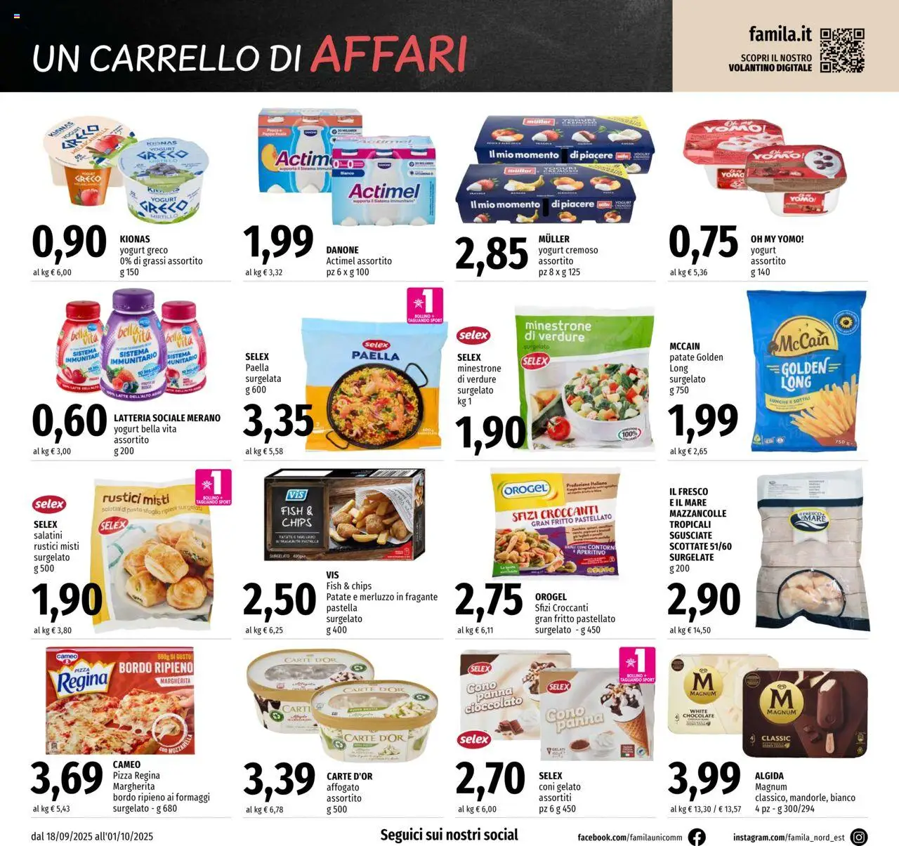 Volantino Famila del 18.09.2025 | Pagina: 8 | Prodotti: Minestrone, Gelato, Verdure, Paella