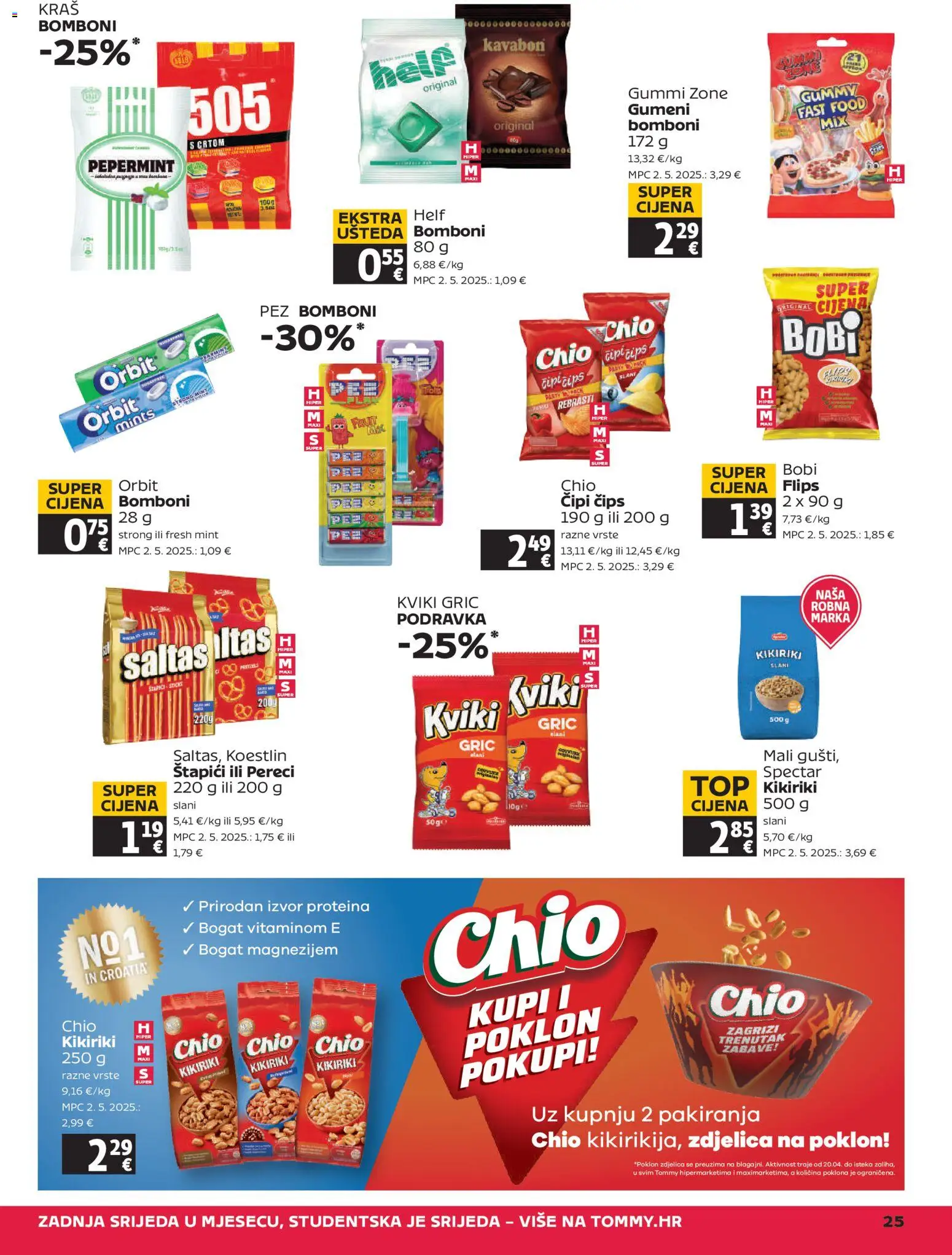 Tommy katalog | vrijedi od 23.04.2026 | Stranica: 25 | Proizvodi: Flips, Podravka, Bomboni, Čips