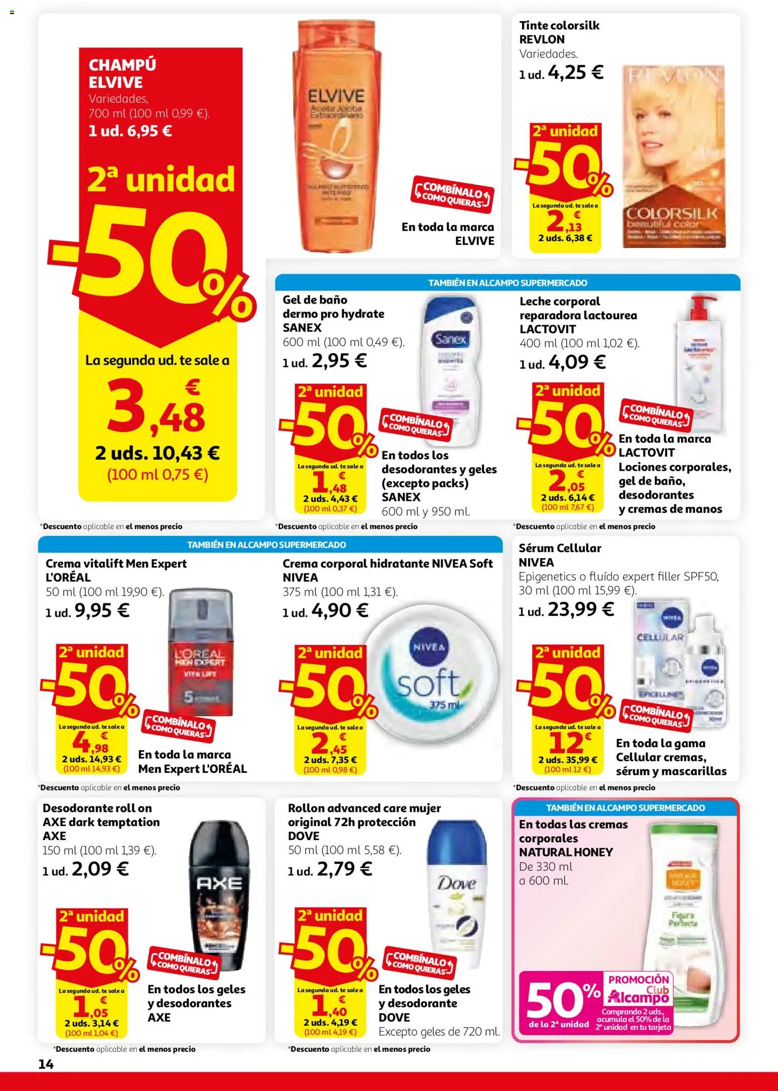 Alcampo - HG Nacional Unificado │ válido desde el 26.02.2026 | Página: 14 | Productos: Champú, Gel de baño, Leche, Baño
