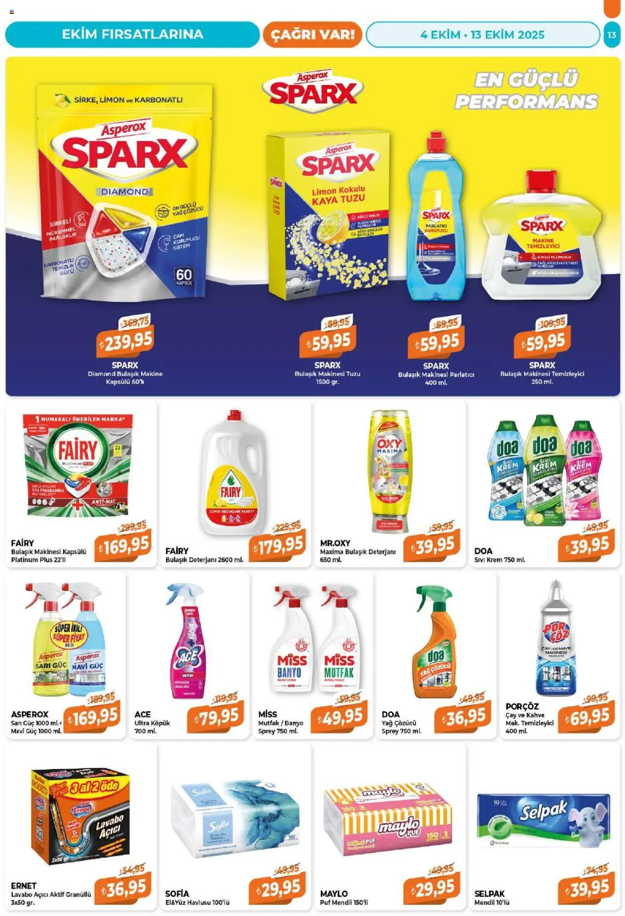 Çağrı Market Katalog - 04.10.2025 tarihinden itibaren geçerlidir | Sayfa: 13 | Ürünler: Bulaşık deterjanı, Bulaşık makinesi temizleyici, Çay, Yağ çözücü