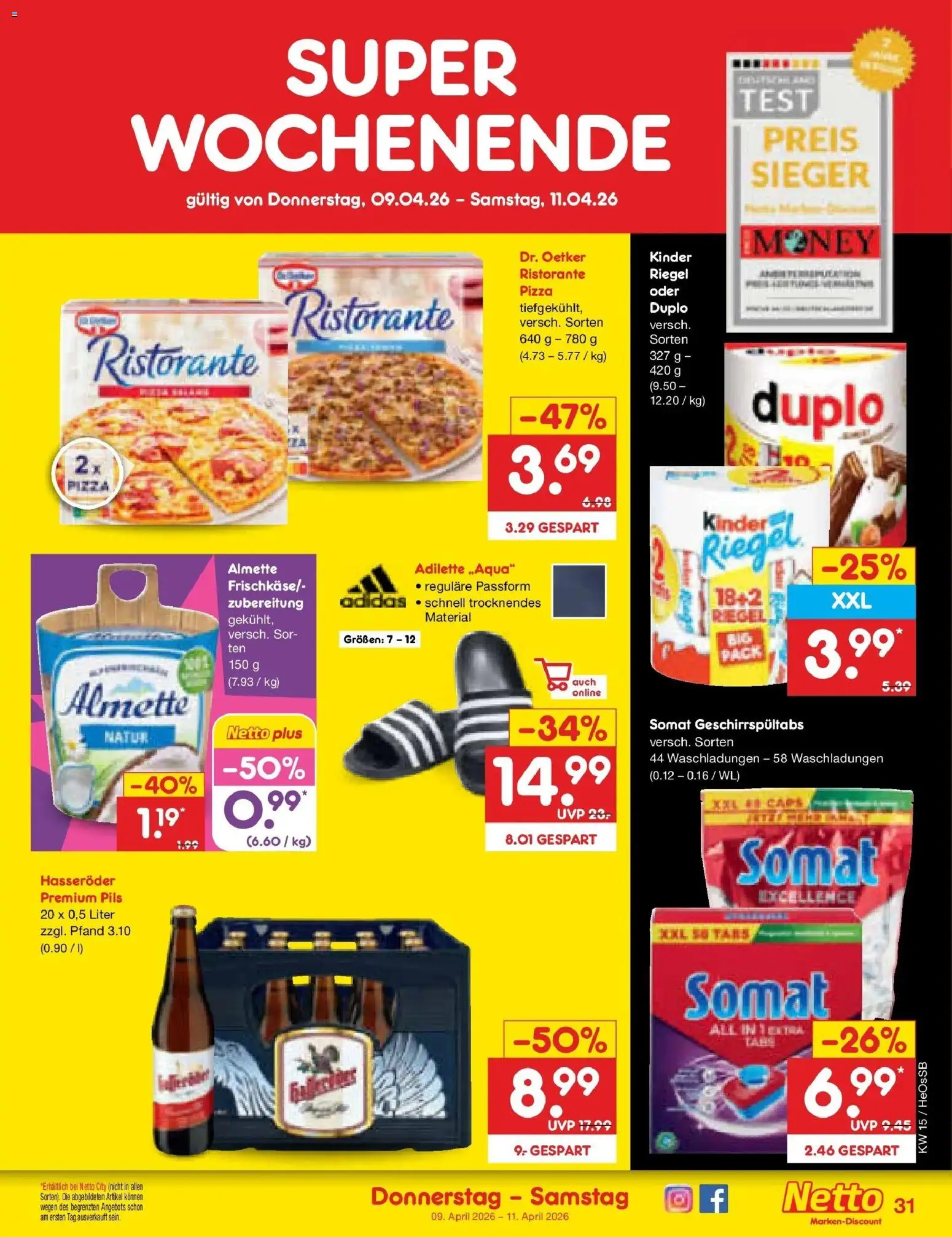 Netto Marken-Discount Prospekt Kröpelin	 – gültig ab 05.04.2026 | Seite: 39 | Produkte: Ristorante, Almette, Pils, Kinder riegel