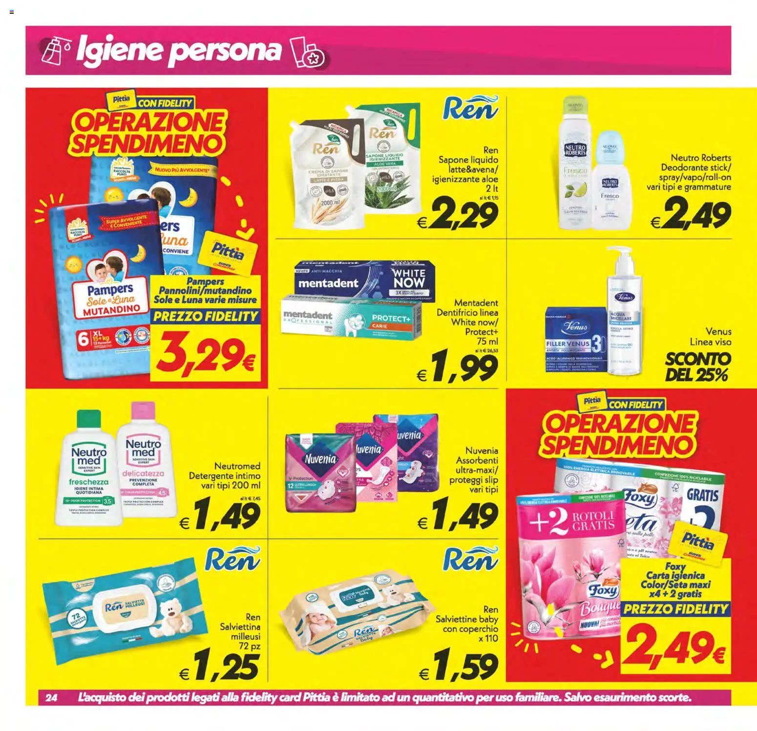 Volantino SuperConveniente del 13.02.2026 | Pagina: 24 | Prodotti: Dentifricio, Detergente intimo, Detergente, Pampers