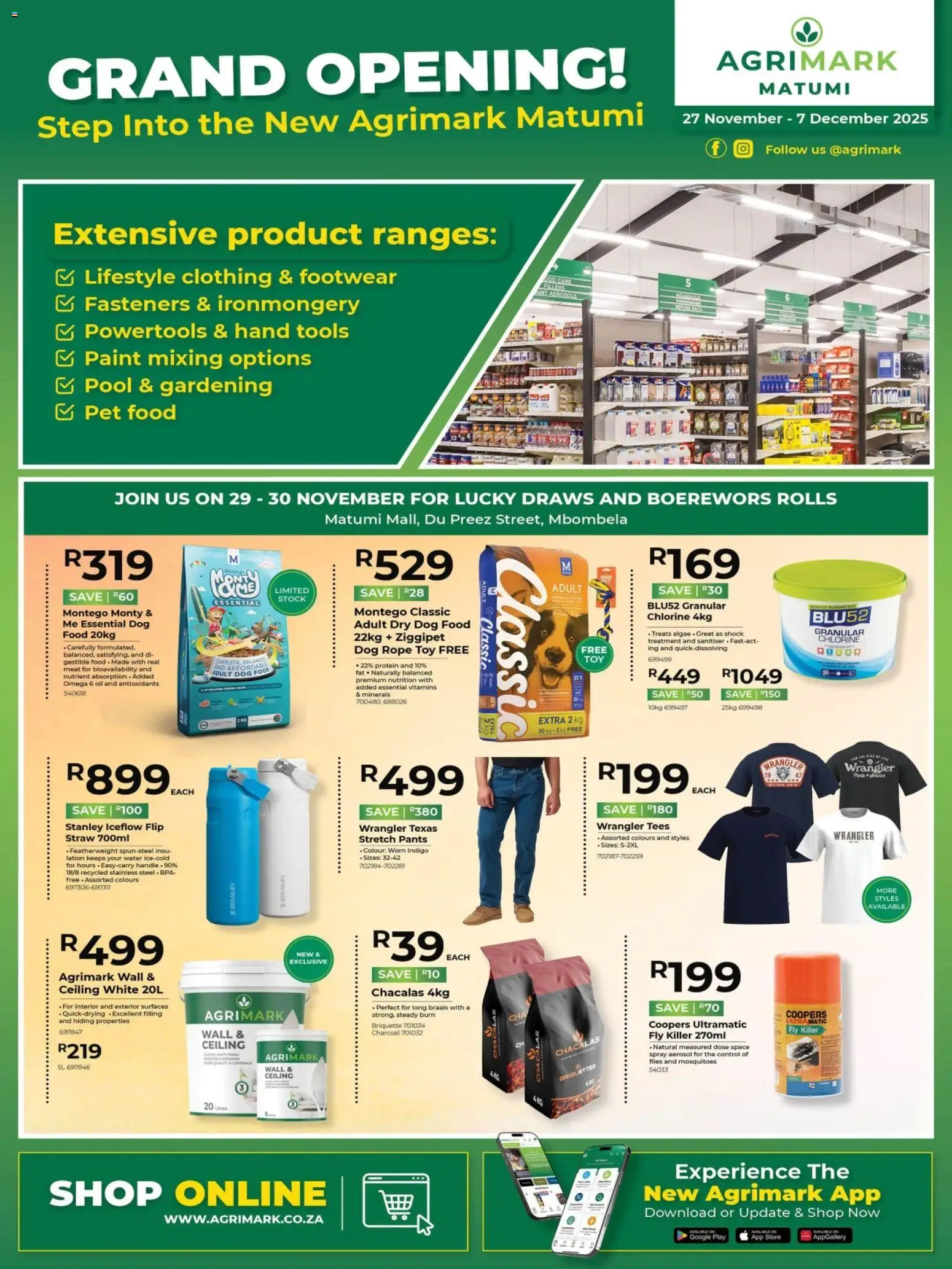 New Agrimark catalogue – valid from 27.11.2025 | Page: 1 | Products: Boerewors, Vitamins, Stock, Water