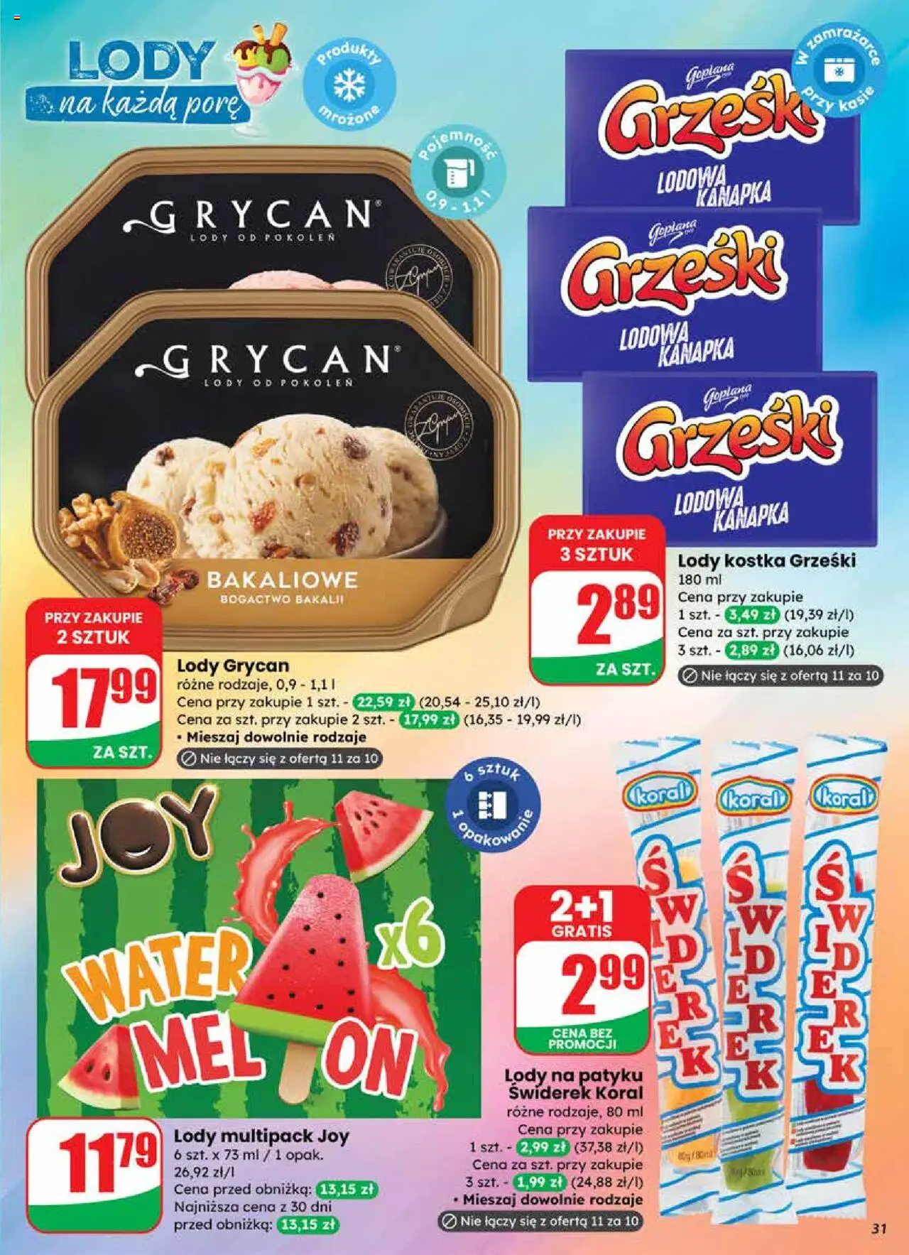 Dino Gazetka od 24.09.2025 | Strona: 31 | Produkty: Lody Grycan, Lody na patyku, Lody