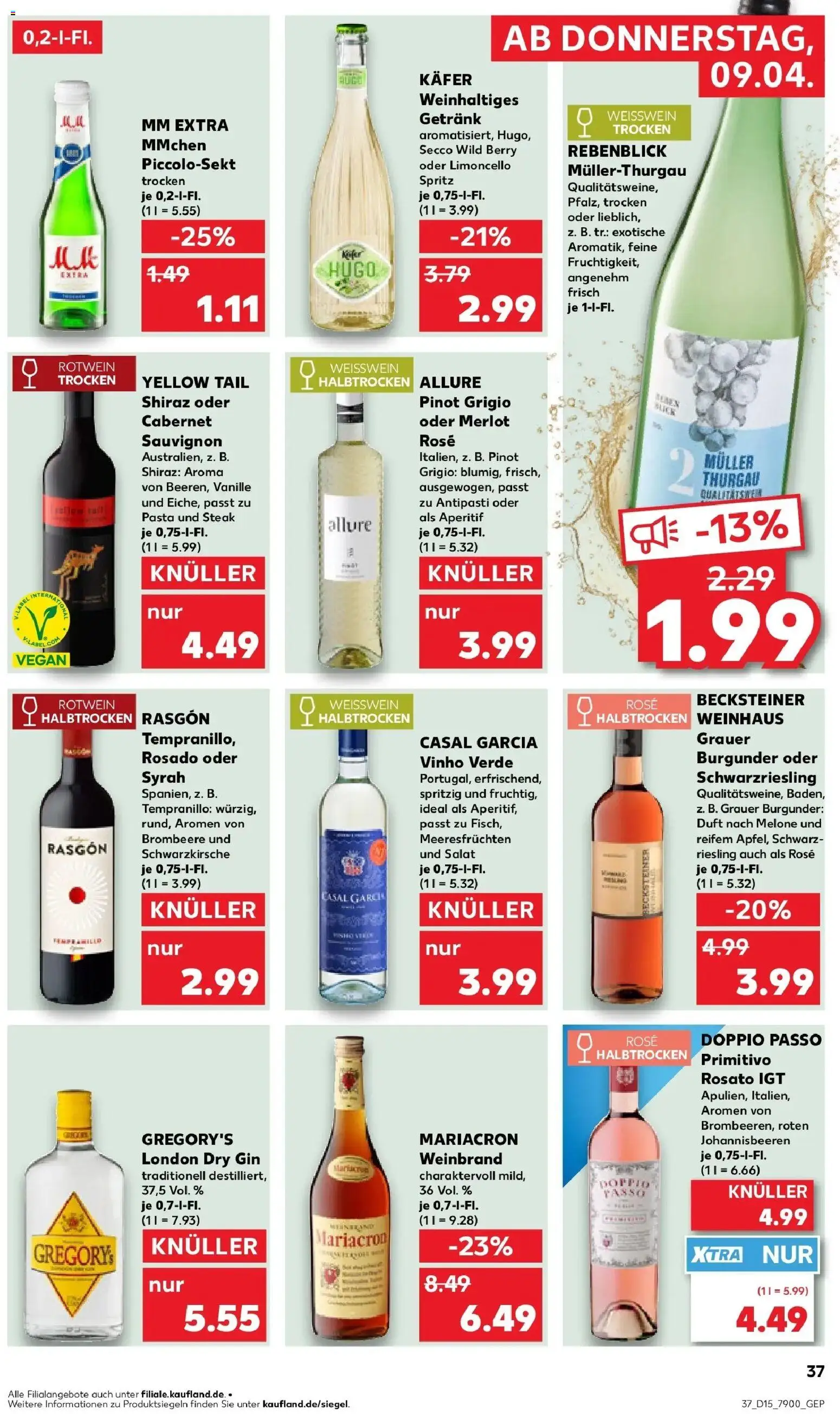 Kaufland Prospekt Rees	 – gültig ab 07.04.2026 | Seite: 49 | Produkte: Rotwein, Doppio passo primitivo, Pasta, Salat