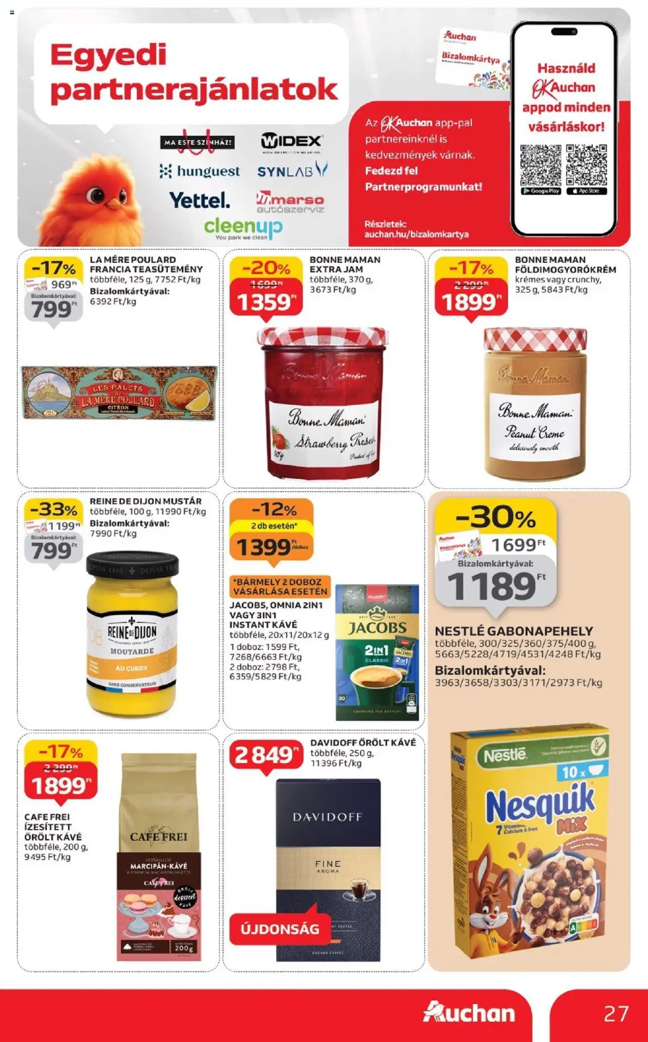 Auchan akciós ujság - amely érvényes a következő dátumtól: 04.09.2025 | Oldal: 27 | Termékek: Gabonapehely, Doboz, Mustár, Instant kávé