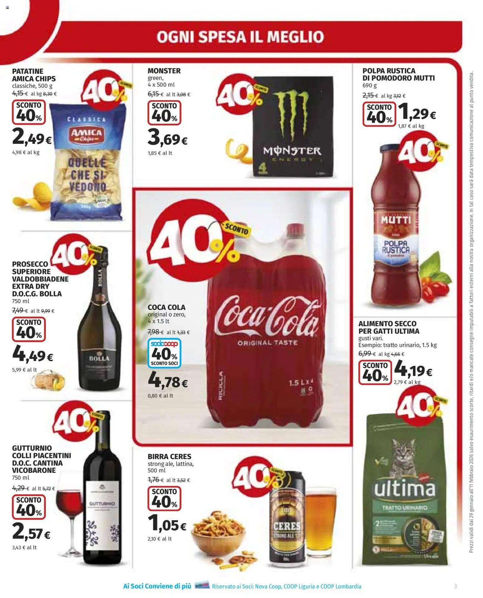 Volantino Ipercoop del 29.01.2026 | Pagina: 3 | Prodotti: Birra, Patatine, Mutti, Coca Cola