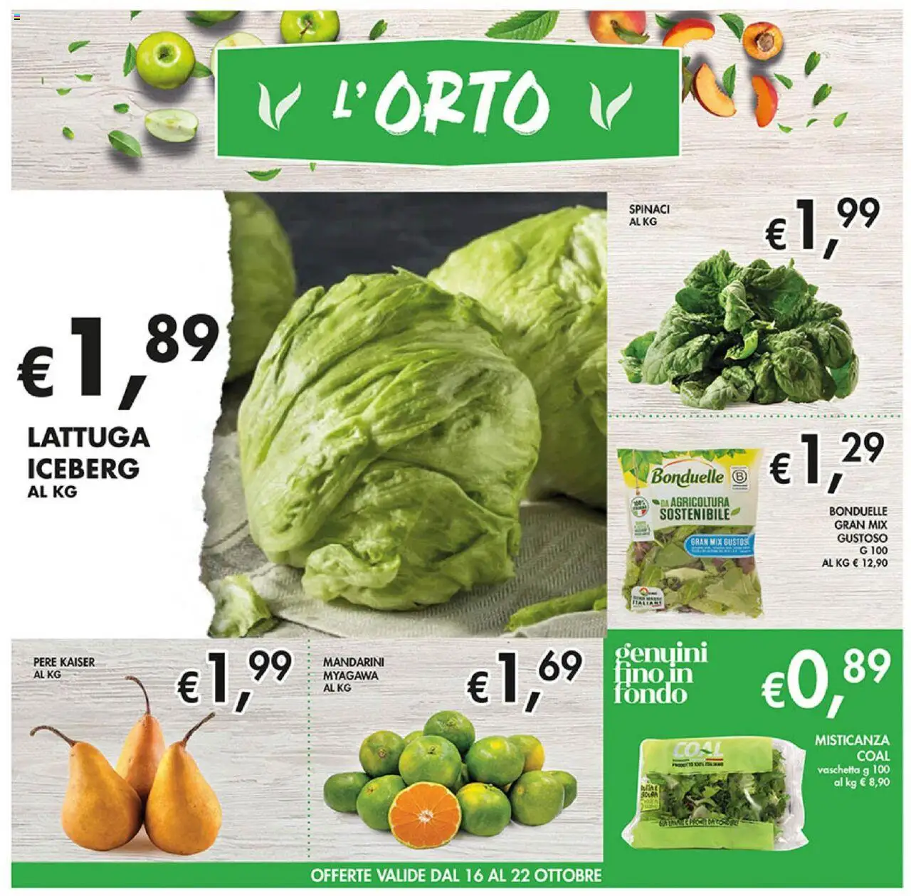 Volantino Coal del 09.10.2025 | Pagina: 3 | Prodotti: Misticanza, Mandarini, Spinaci, Lattuga