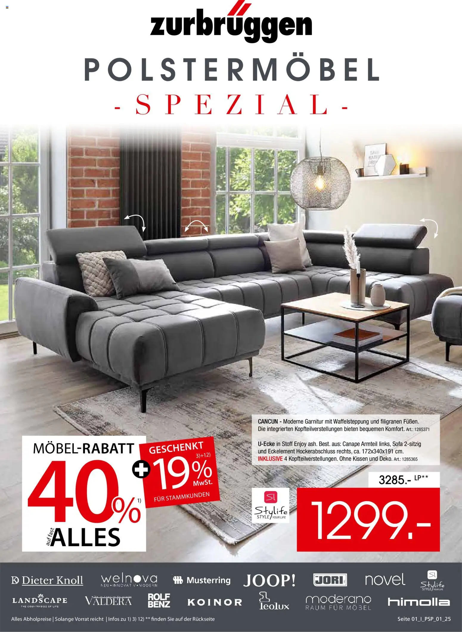 Zurbrüggen  Polstermöbel-Spezial – gültig ab 27.10.2025 | Seite: 1 | Produkte: Kissen, Sofa