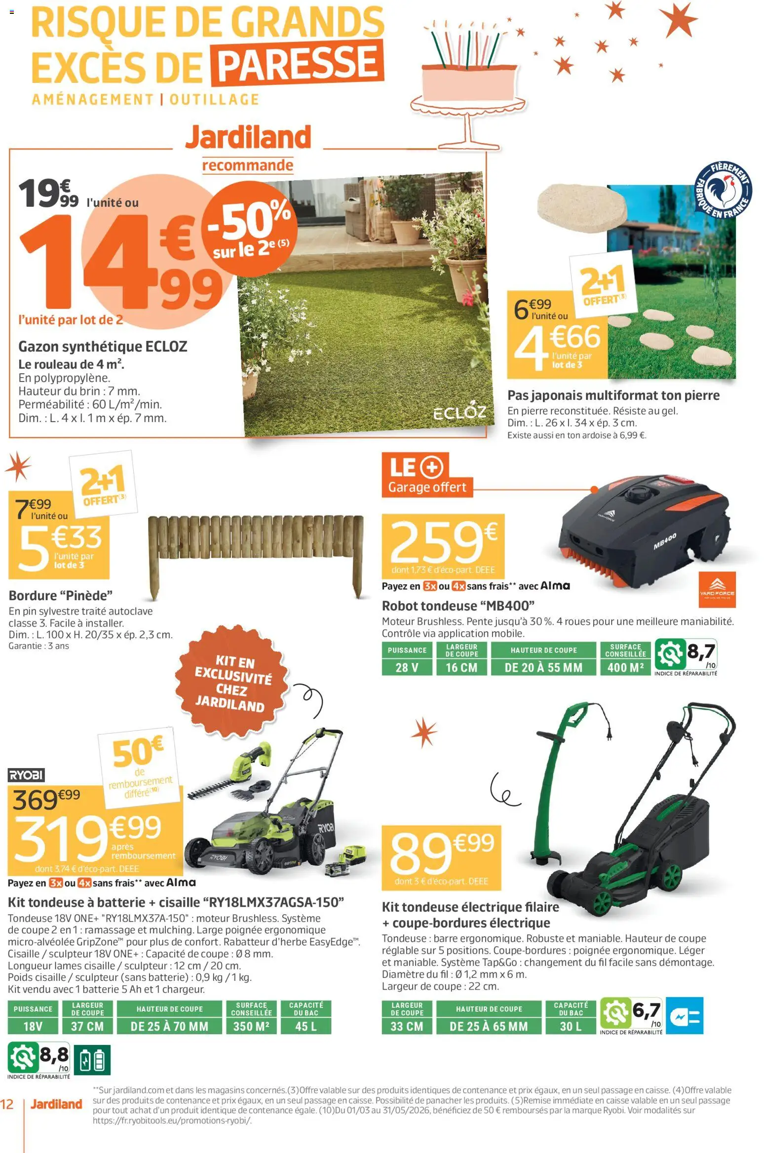 {H1} | Page: 12 | Produits: Poids, Tondeuse, Rouleau, Gazon synthétique