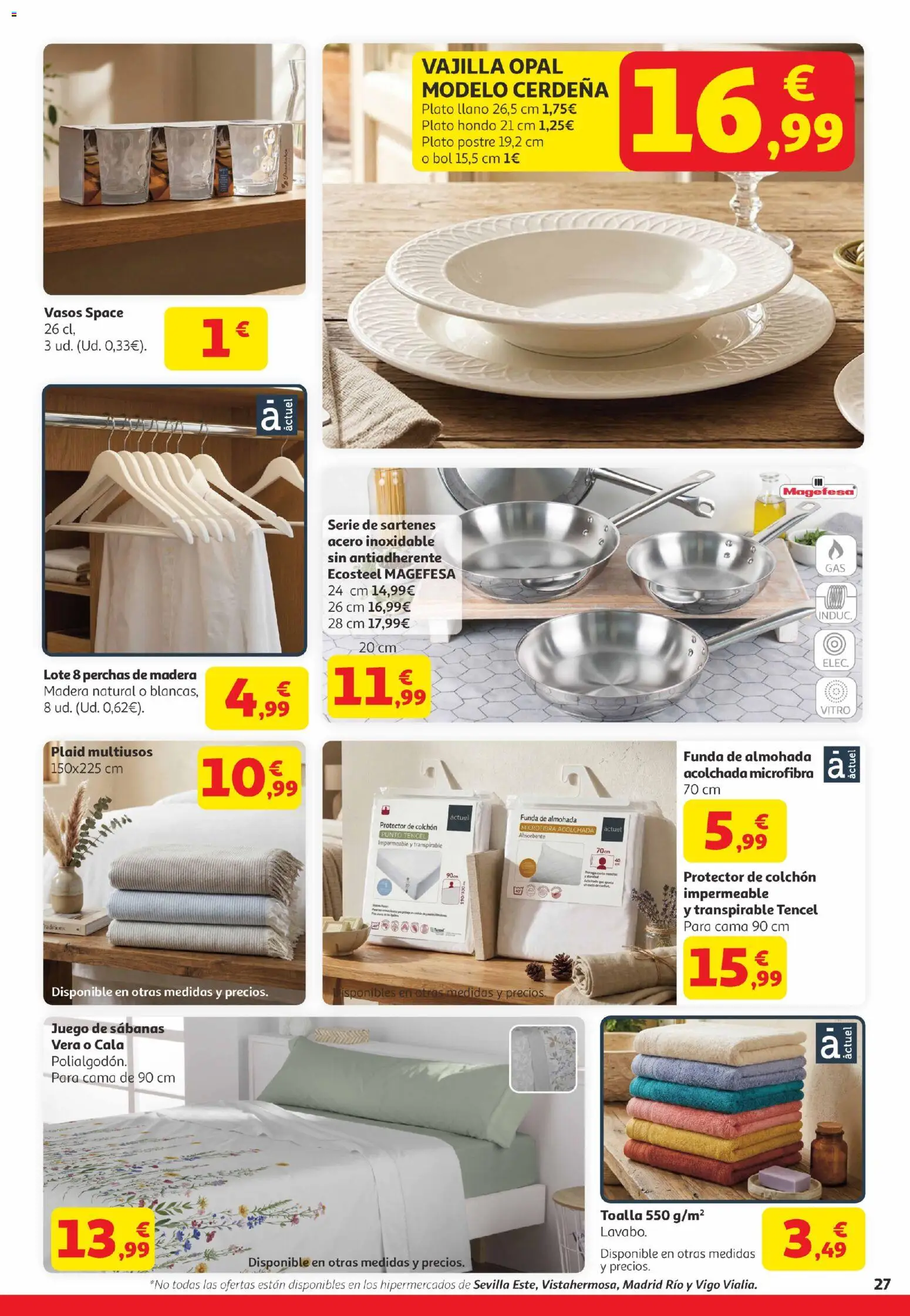 Alcampo Canarias │ válido desde el 21.04.2026 | Página: 27 | Productos: Juego de sábanas, Vasos, Colchon, Almohada