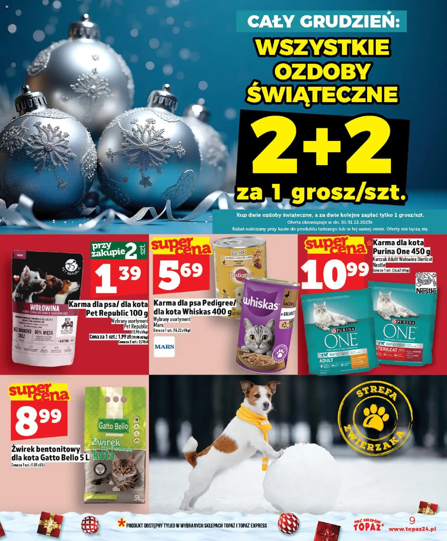 Topaz Gazetka MAZ od 04.12.2025 | Strona: 9 | Produkty: Kurczak, Ozdoby świąteczne, Kaczka, Karma dla psa