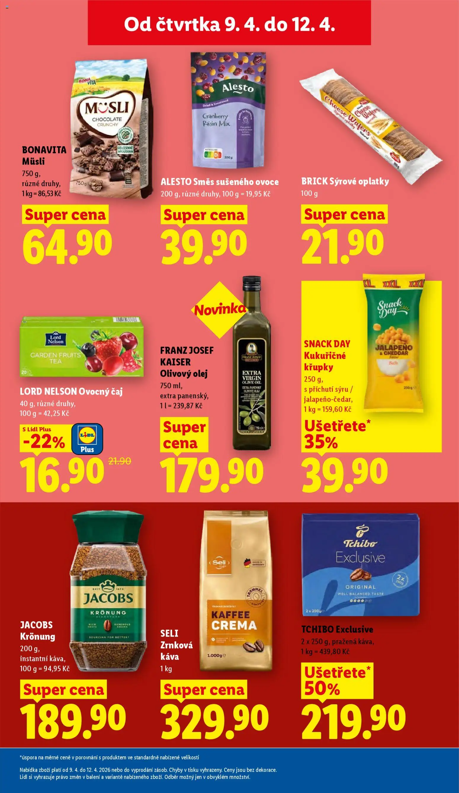 Lidl leták od 09.04.2026 | Strana: 21 | Produkty: Olivový olej, Instantní káva, Crema, Křupky