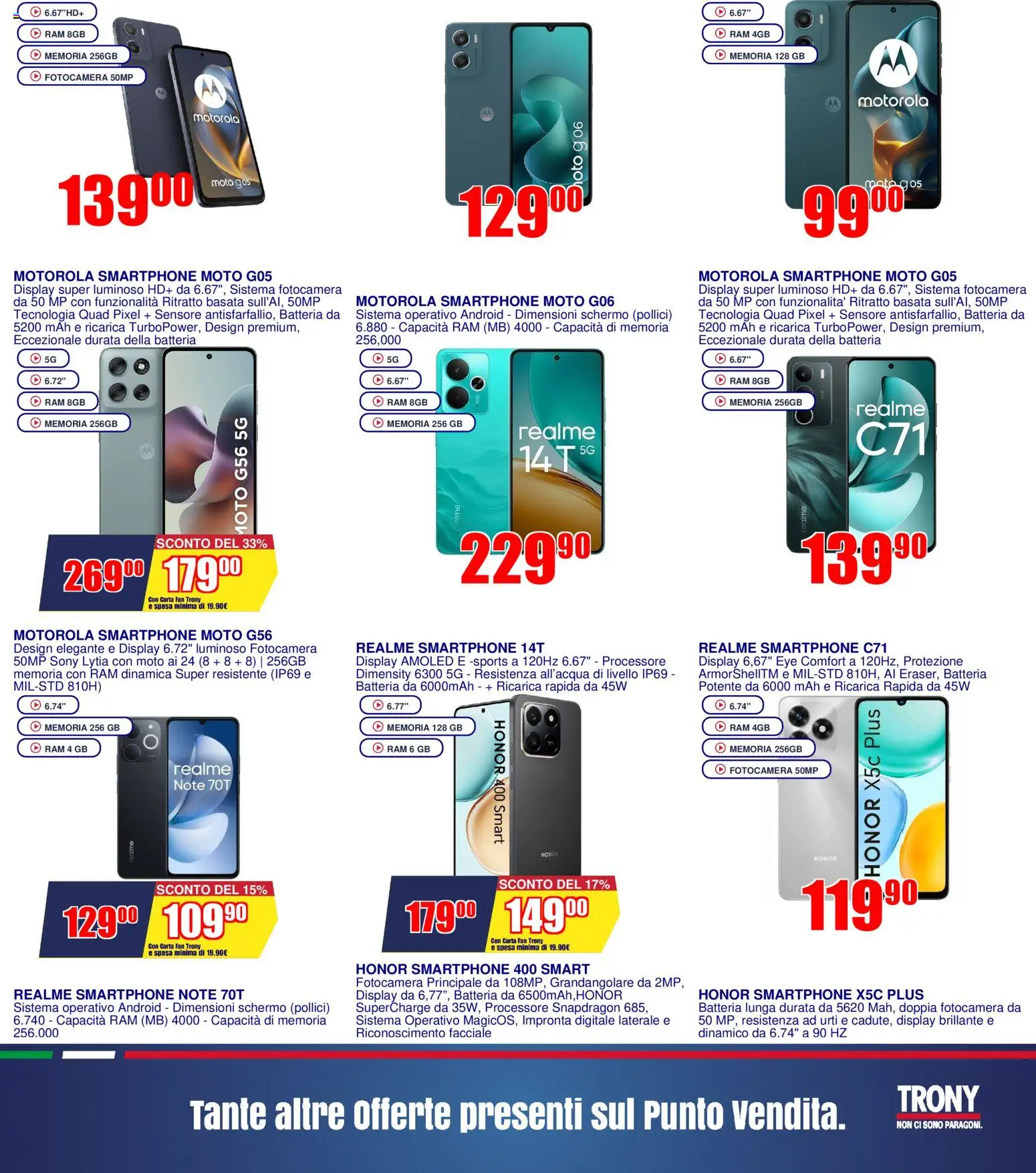 Volantino Trony del 27.12.2025 | Pagina: 18 | Prodotti: Schermo, Fotocamera, Fan, Batteria