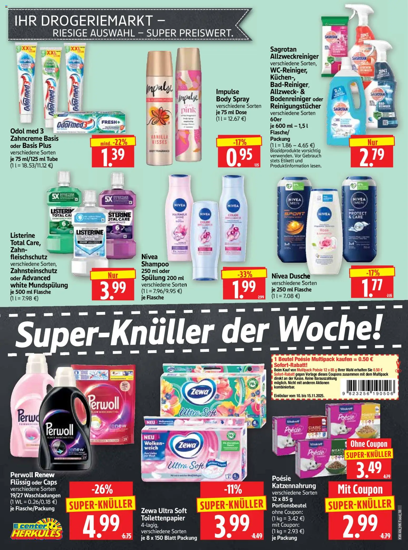 HERKULES Prospekt 	 – gültig ab 10.11.2025 | Seite: 18 | Produkte: Perwoll, Zewa, Shampoo, Spülung