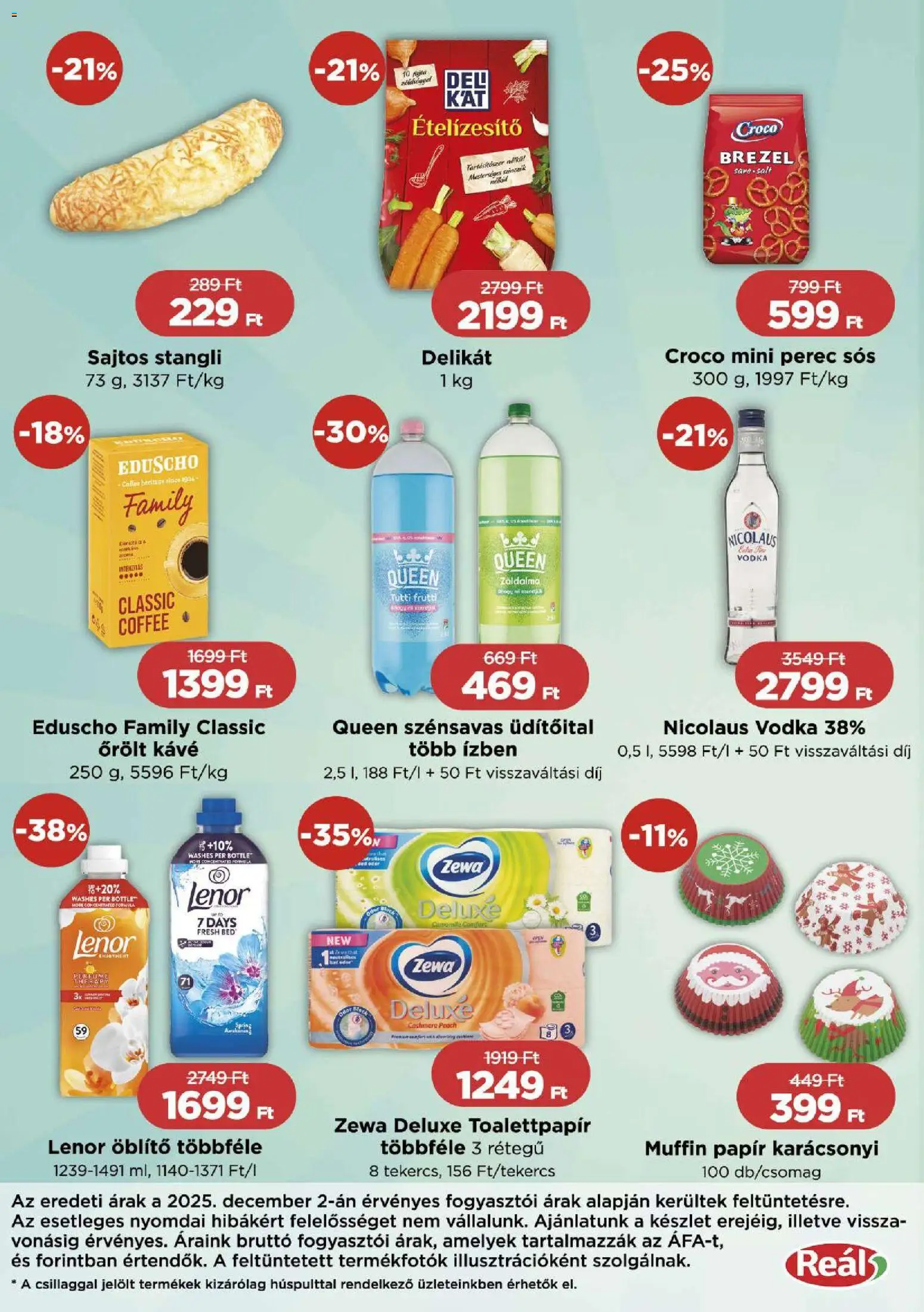Reál akciós ujság - amely érvényes a következő dátumtól: 11.12.2025 | Oldal: 2 | Termékek: Stangli, Muffin, Kávé, Ételízesítő