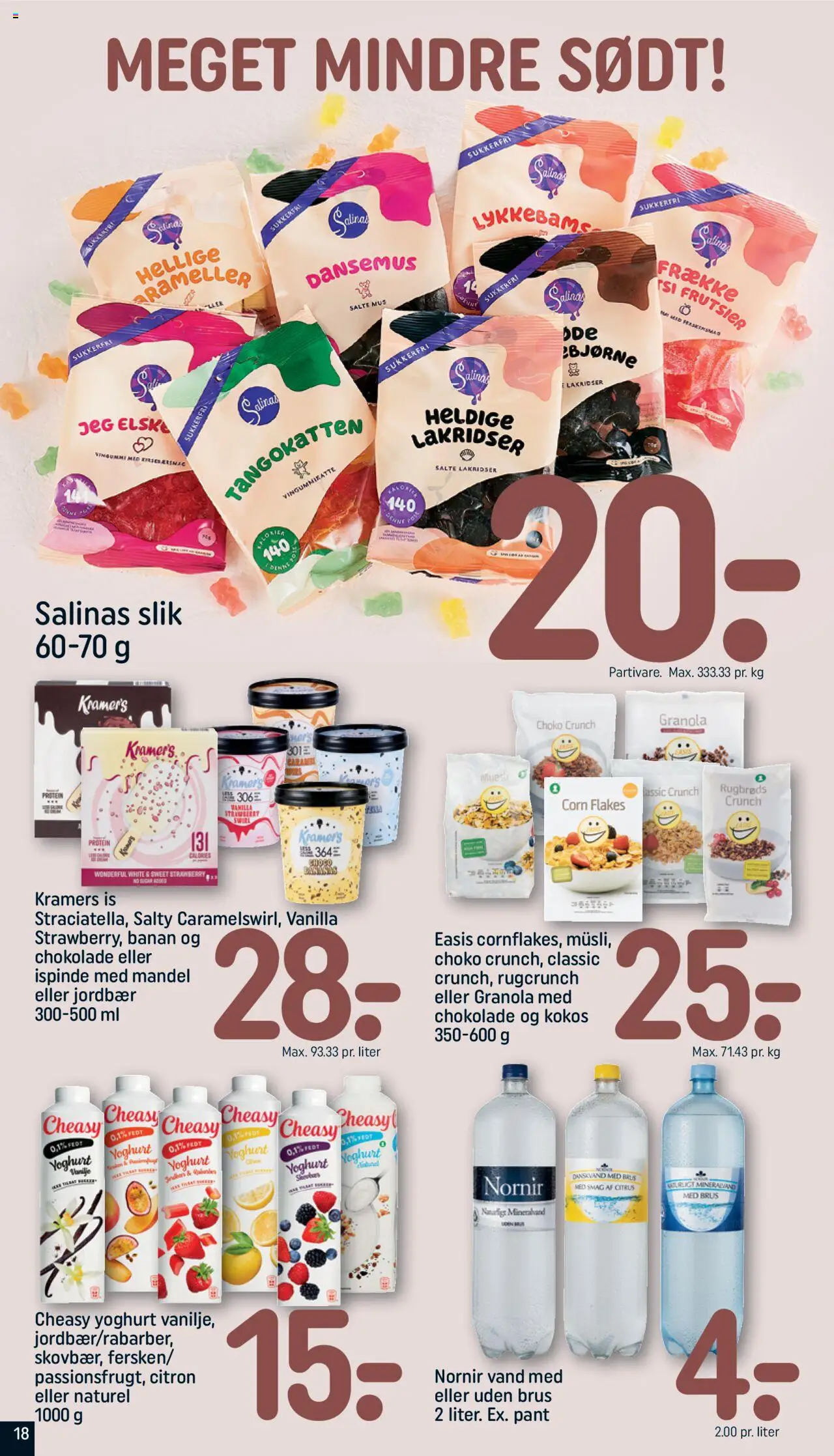 Rema 1000 tilbudsavis – gyldig fra 05.10.2025 | Side: 18 | Produkter: Yoghurt, Slik, Vingummi, Danskvand