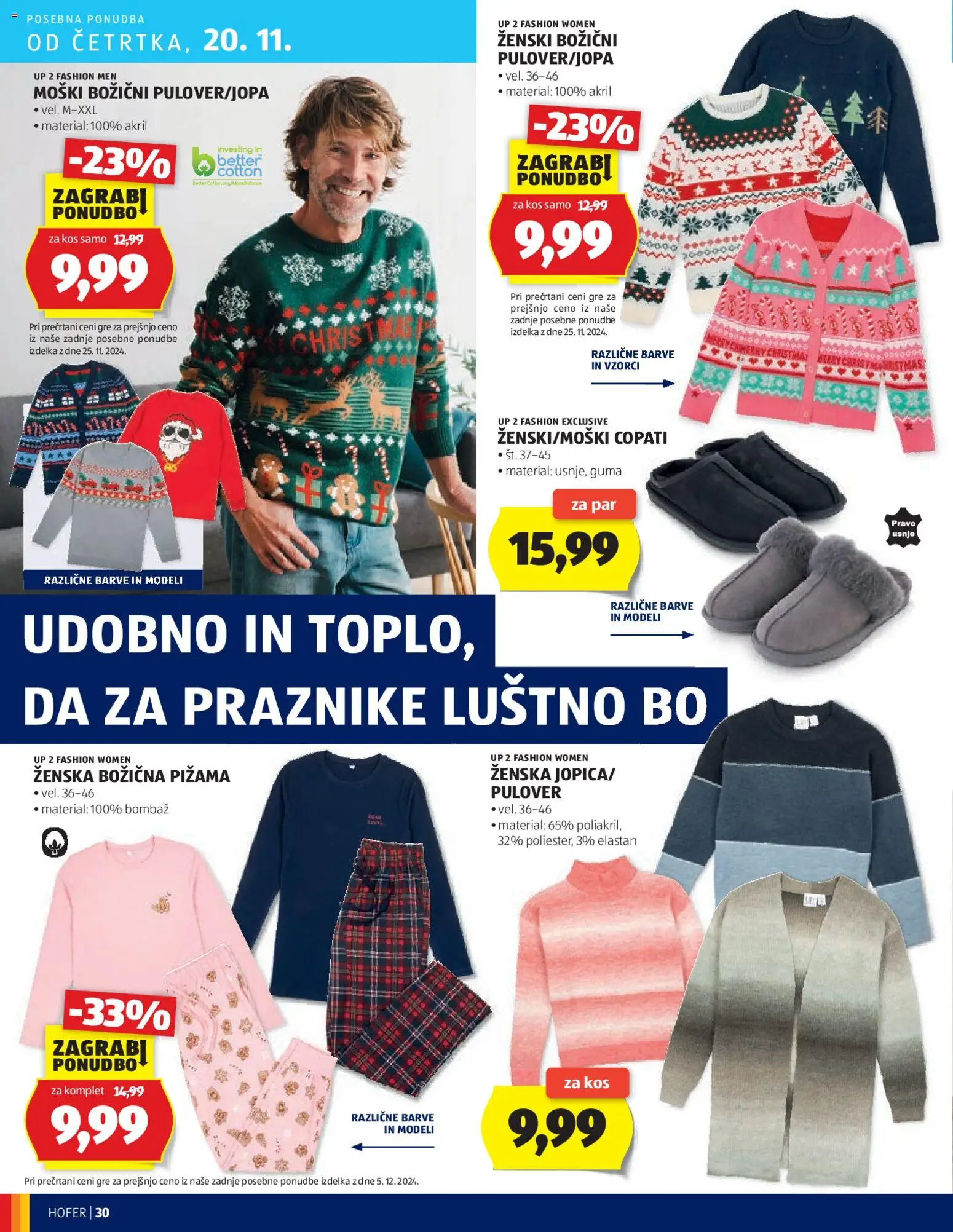 Novi Hofer katalog ponudbe – veljaven od 13.11.2025 | Stran: 30 | Izdelki: Pižama, Kos, Pulover, Copati