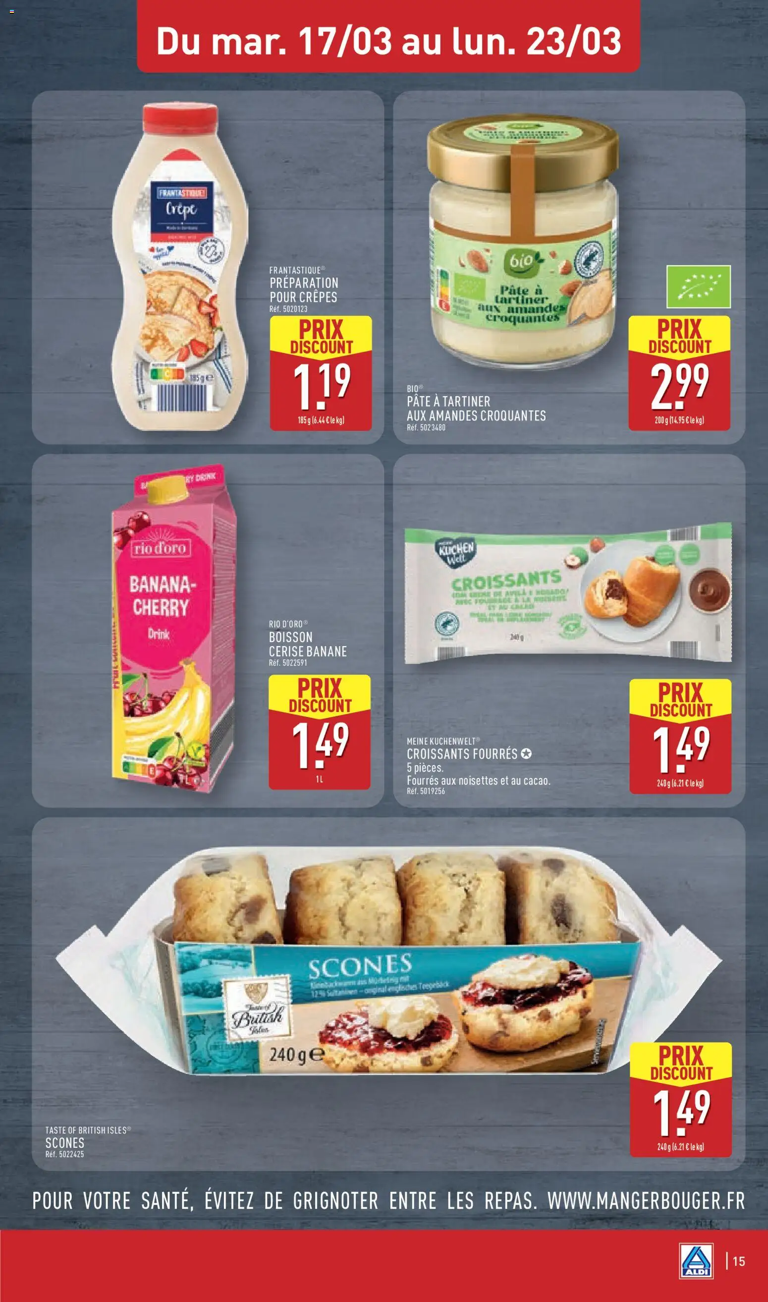 {H1} | Page: 17 | Produits: Noisettes, Pâte à tartiner, Banane, Amandes