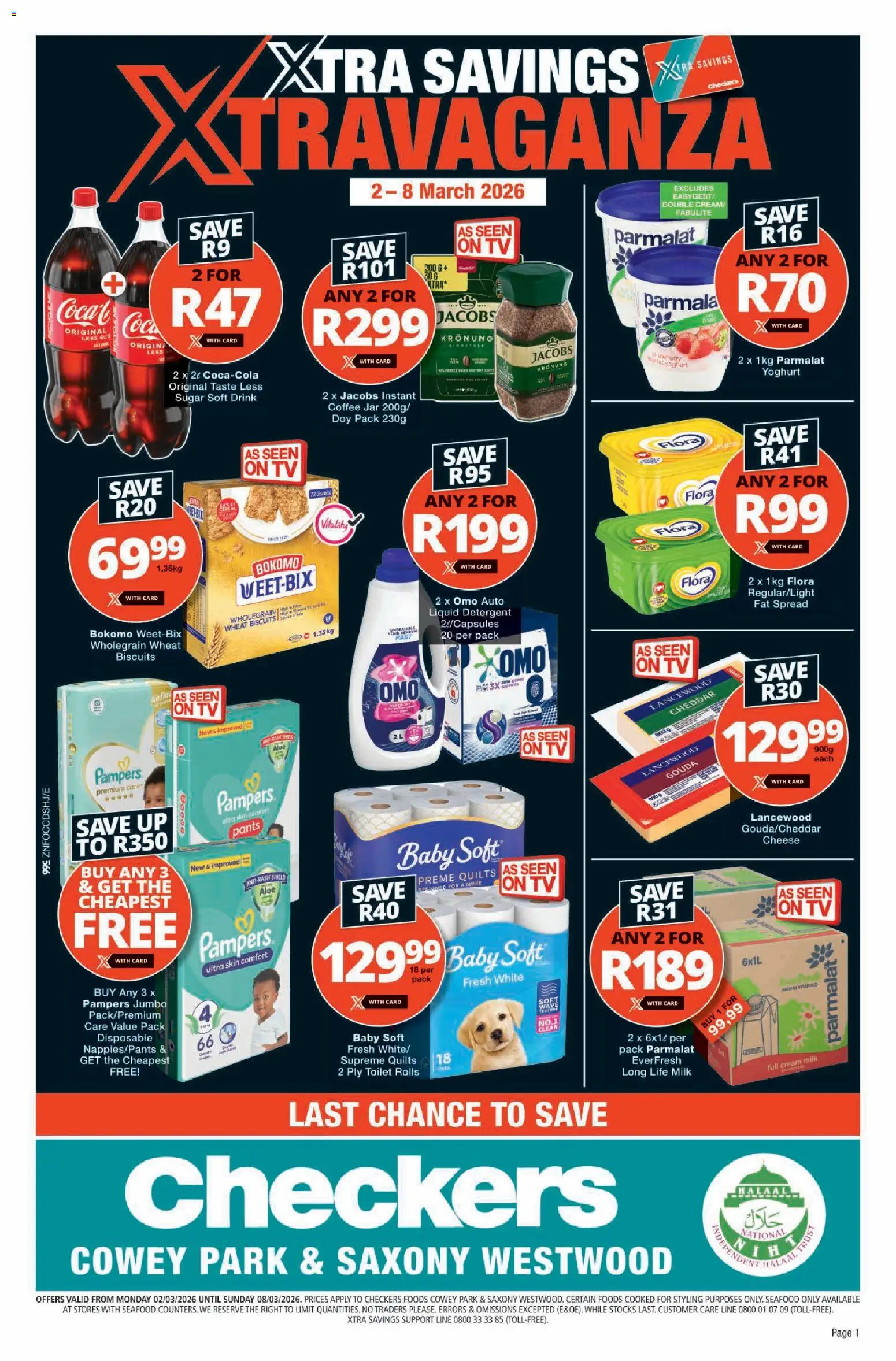 New Checkers catalogue – valid from 02.03.2026 | Page: 1 | Products: Pan de Viena, Cheese, Coffee, Seafood