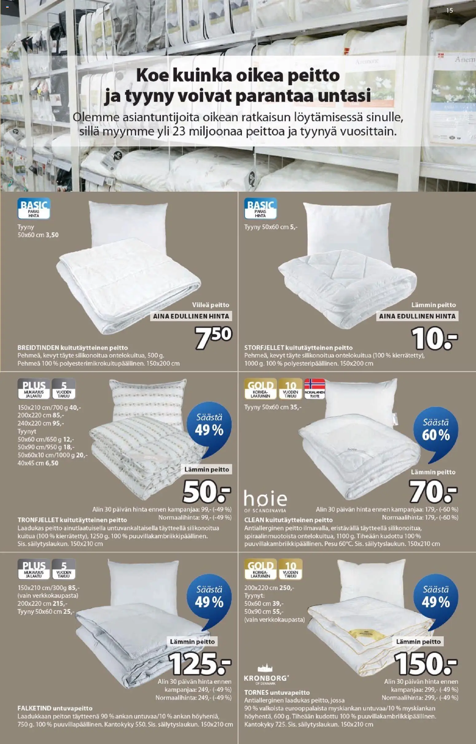 JYSK - Tarjoukset – voimassa 05.03.2026 alkaen | Sivu: 15 | Tuotteet: Tyynyt, Tyyny, Peitto