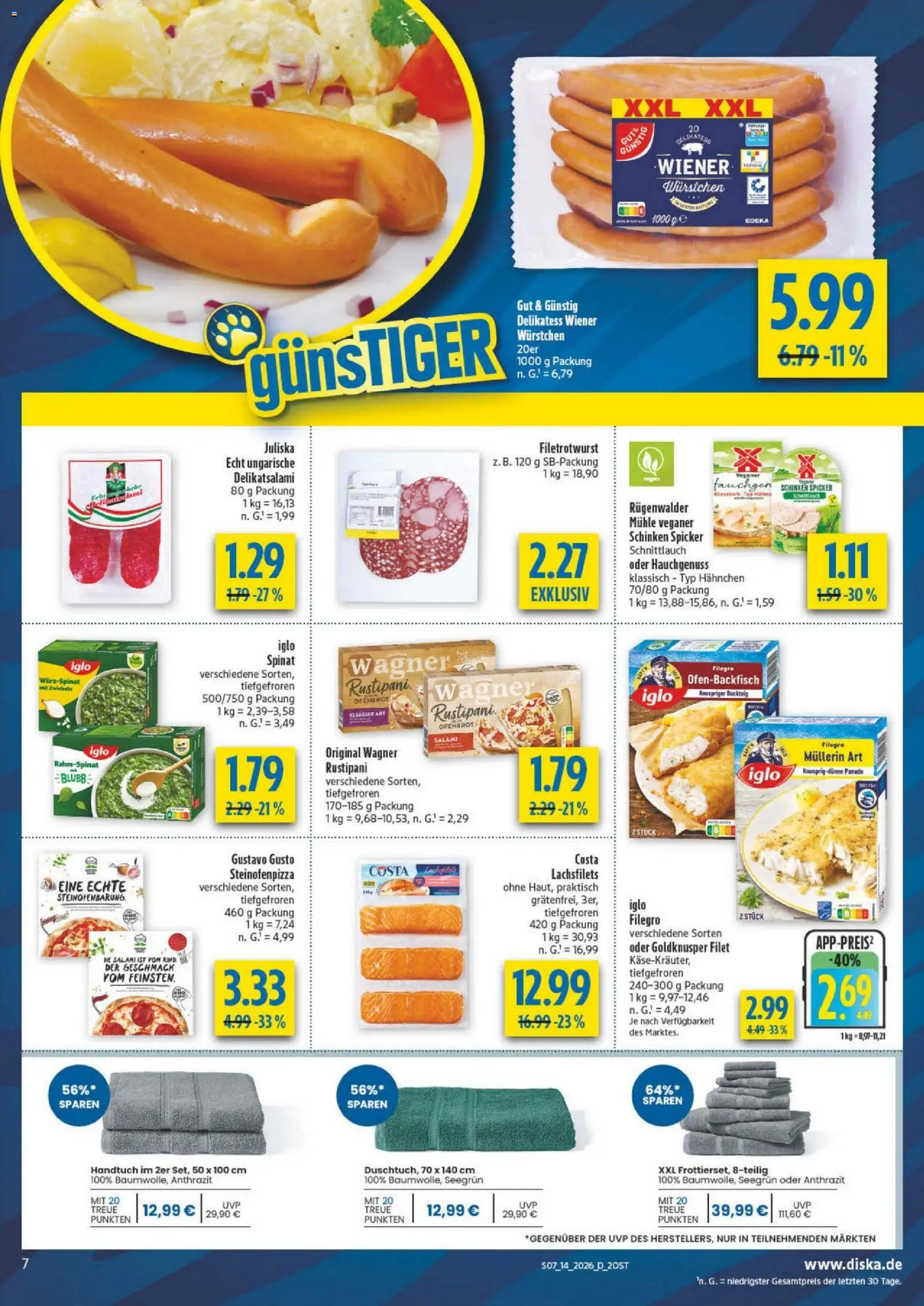 Diska - Diska Angebote Sachsen-Thüringen KW14 – gültig ab 30.03.2026 | Seite: 7 | Produkte: Mühle, Wiener wurstchen, Zwiebeln, Salami