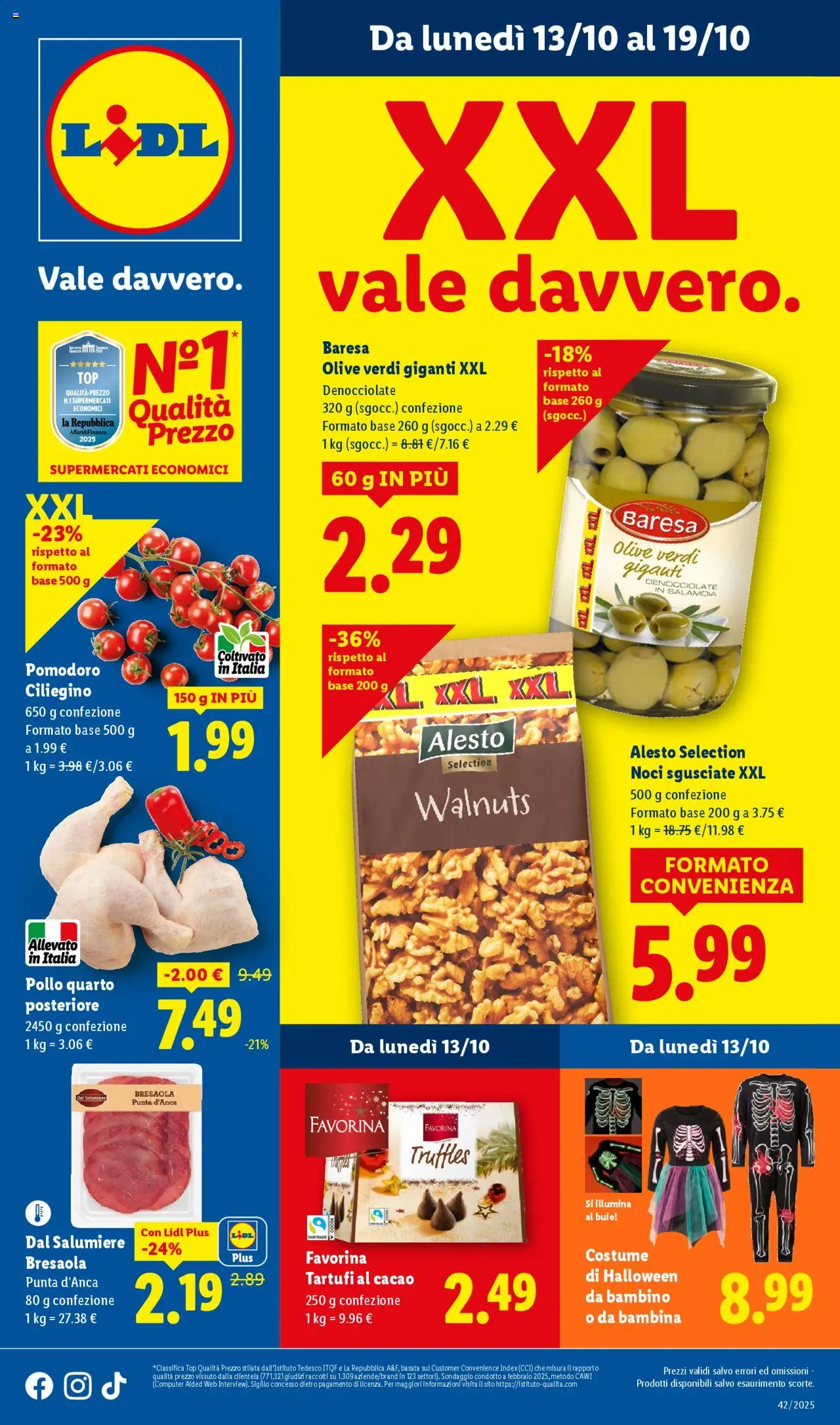 Volantino Lidl del 13.10.2025 | Pagina: 1 | Prodotti: Pollo, Bresaola, Top, Noci
