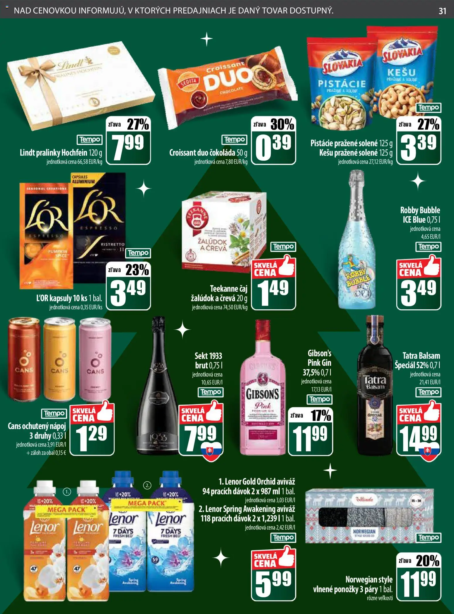 Nové COOP Jednota akcie – leták je platný od 18.12.2025 | Strana: 31 | Produkty: Čokoláda, Ponožky, Teekanne, Pistácie