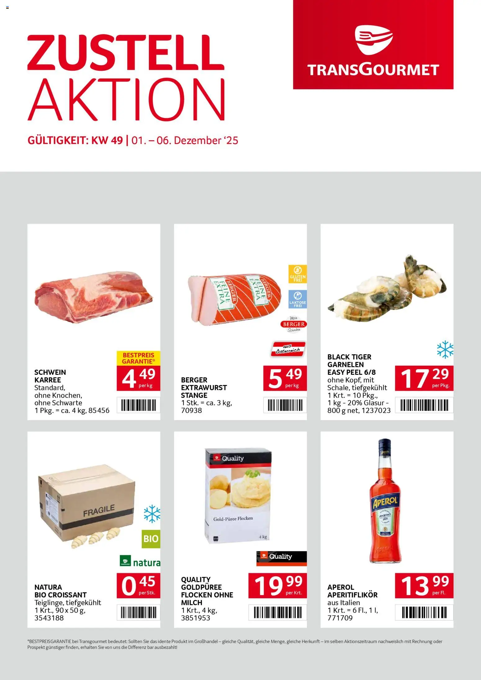 Transgourmet Zustellaktion gültig ab 01.12.2025 | Seite: 1 | Produkte: Flocken, Milch, Schinken